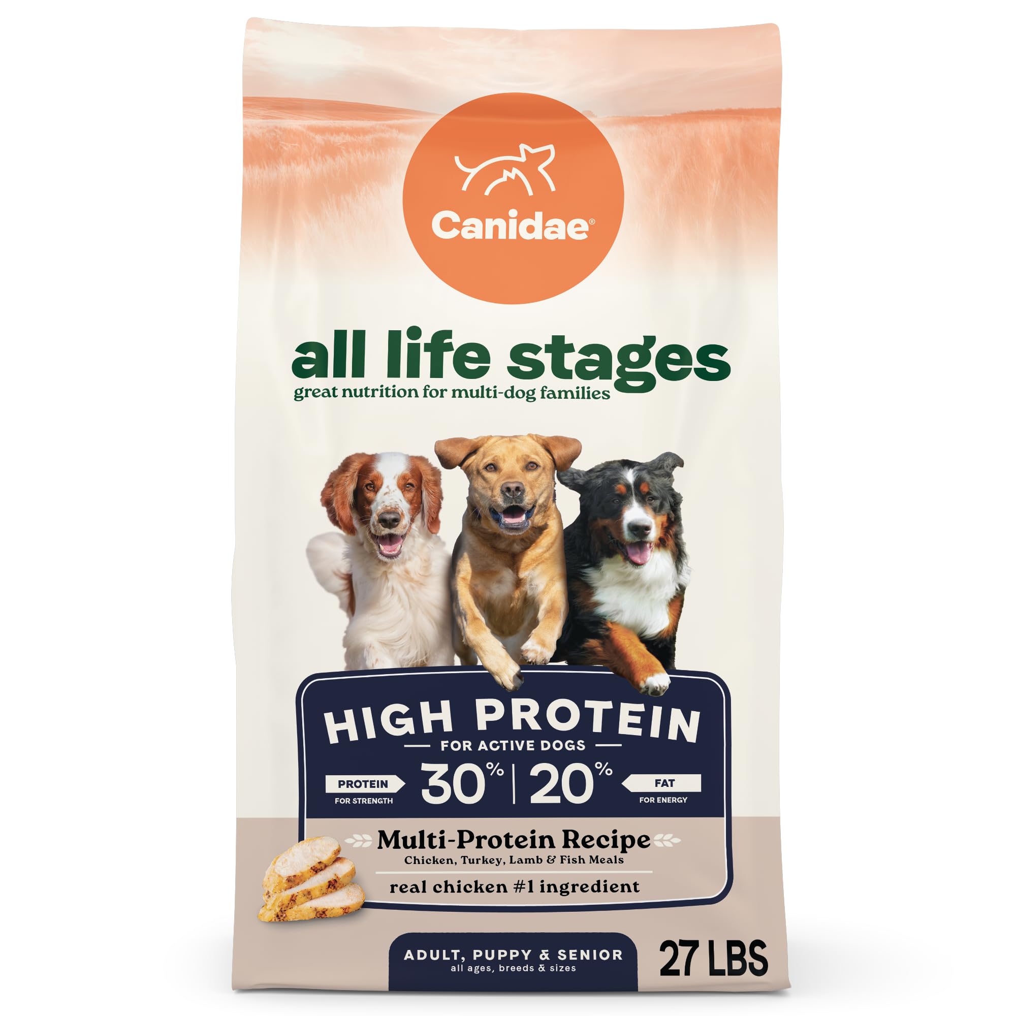 Canidae All Life Stages High Protein Multi-Protein Recipe with Chicken, Turkey, Lamb, and Fish - Premium Dry Dog Food for All Ag