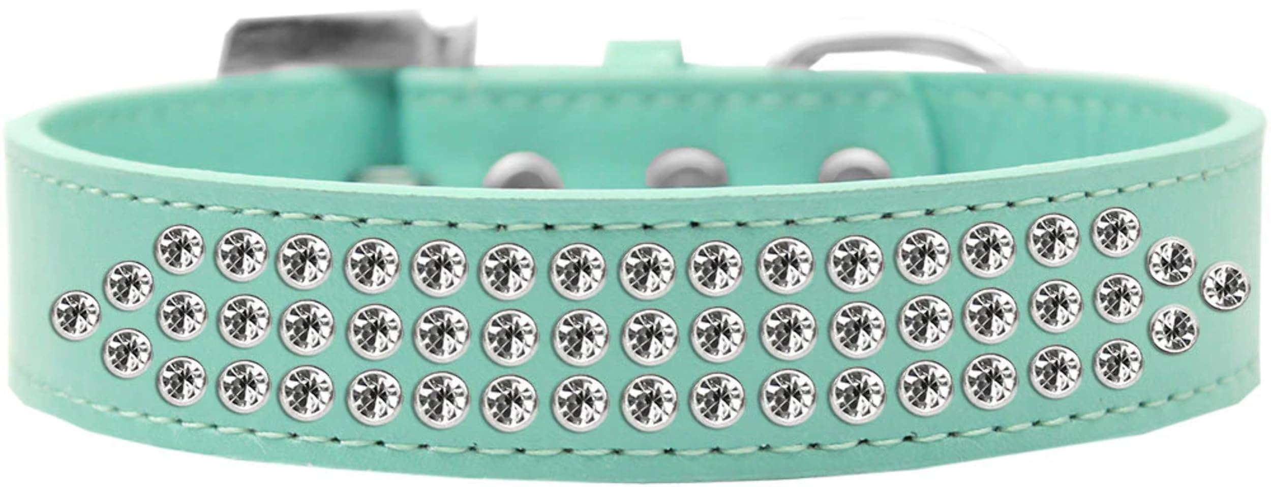 Dog, Puppy & Pet Fashion Collar, Three Row Clear Crystal Rimsets Lavender 14
