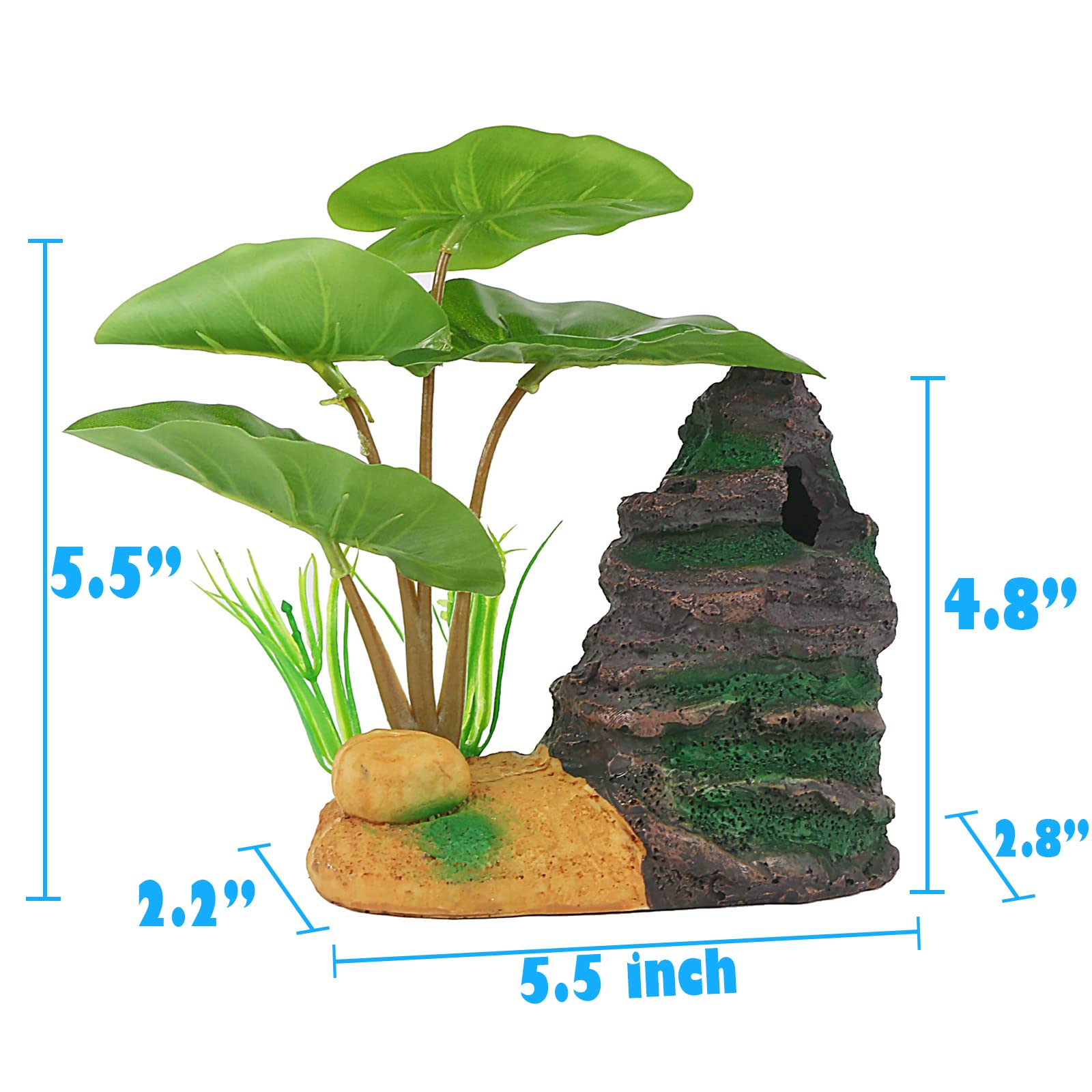 Coospider Betta Fish Leaf Pad Hammock Aquarium Decoration Cichlid Fish Tank Resin Rock Mountain Cave Ornaments Fish Bowl Decorat