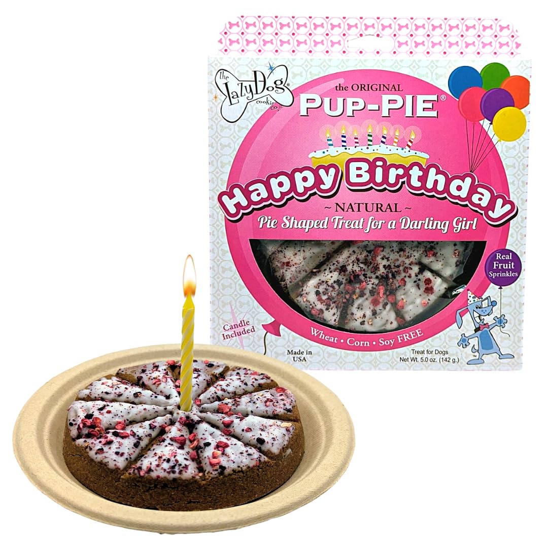 The Lazy Dog - Happy Birthday Pie Dog Treat for a Darling Girl, 6 in. 5 oz. A Great Treat for Your Special Friends Annual Celebr