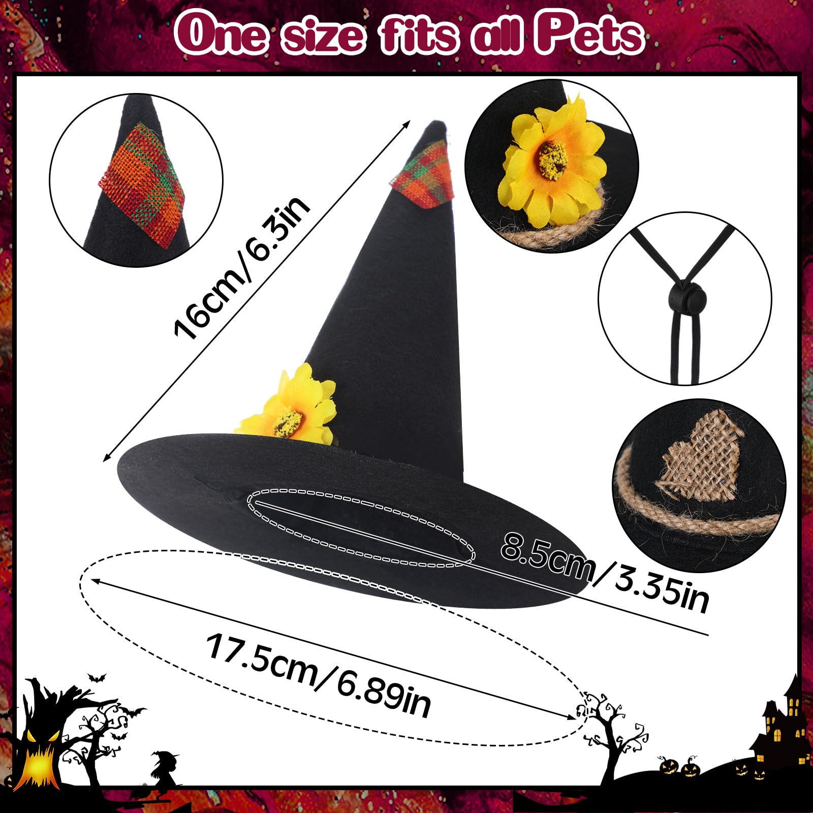 Sunnymove 3 Pcs Dog Halloween Costume Set Includes 1 Scarecrow Hat, 1 Straw Dog Bandana, 1 Puppy Cape Halloween Pet Role-Play Ou