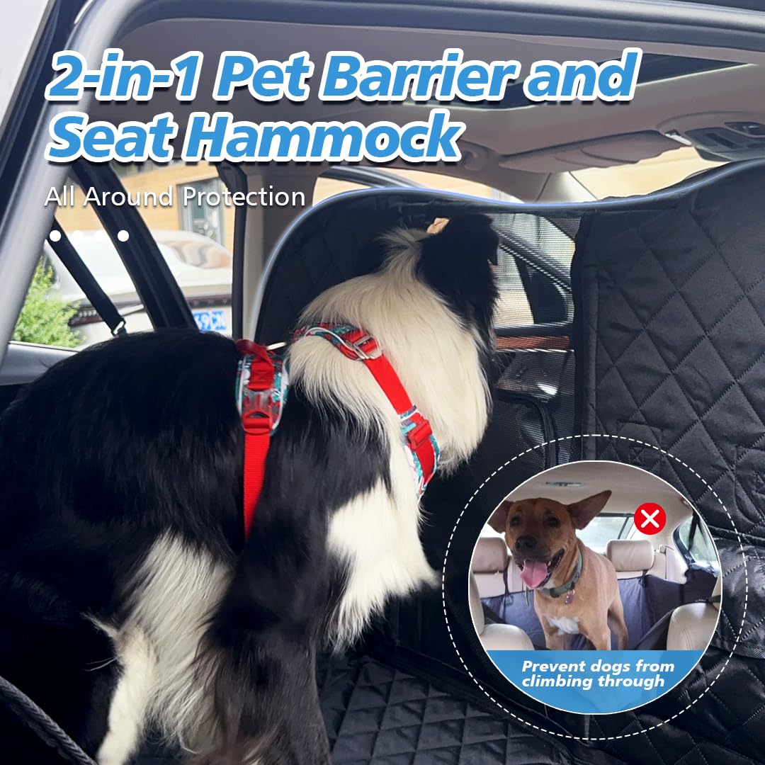 Bestset Back Seat Extender For Dogs With Escape-Proof Dog Car Barrier, Upgrated Firm Frame Dog Seat Cover For Back Seat Hard Bot