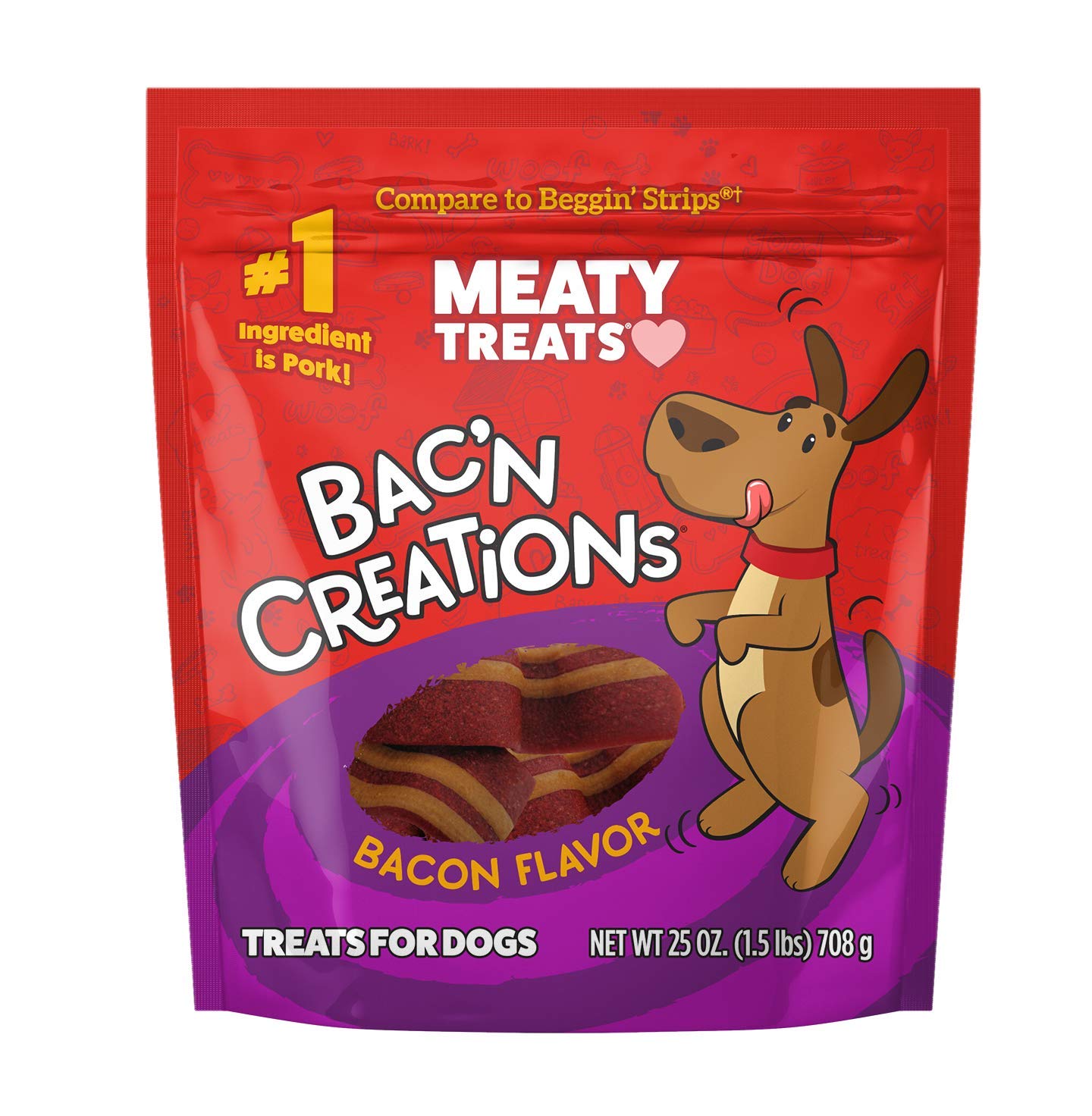 Meaty Treats BakN Creation Dog Treats Bacon, 25 Oz, 1Piece