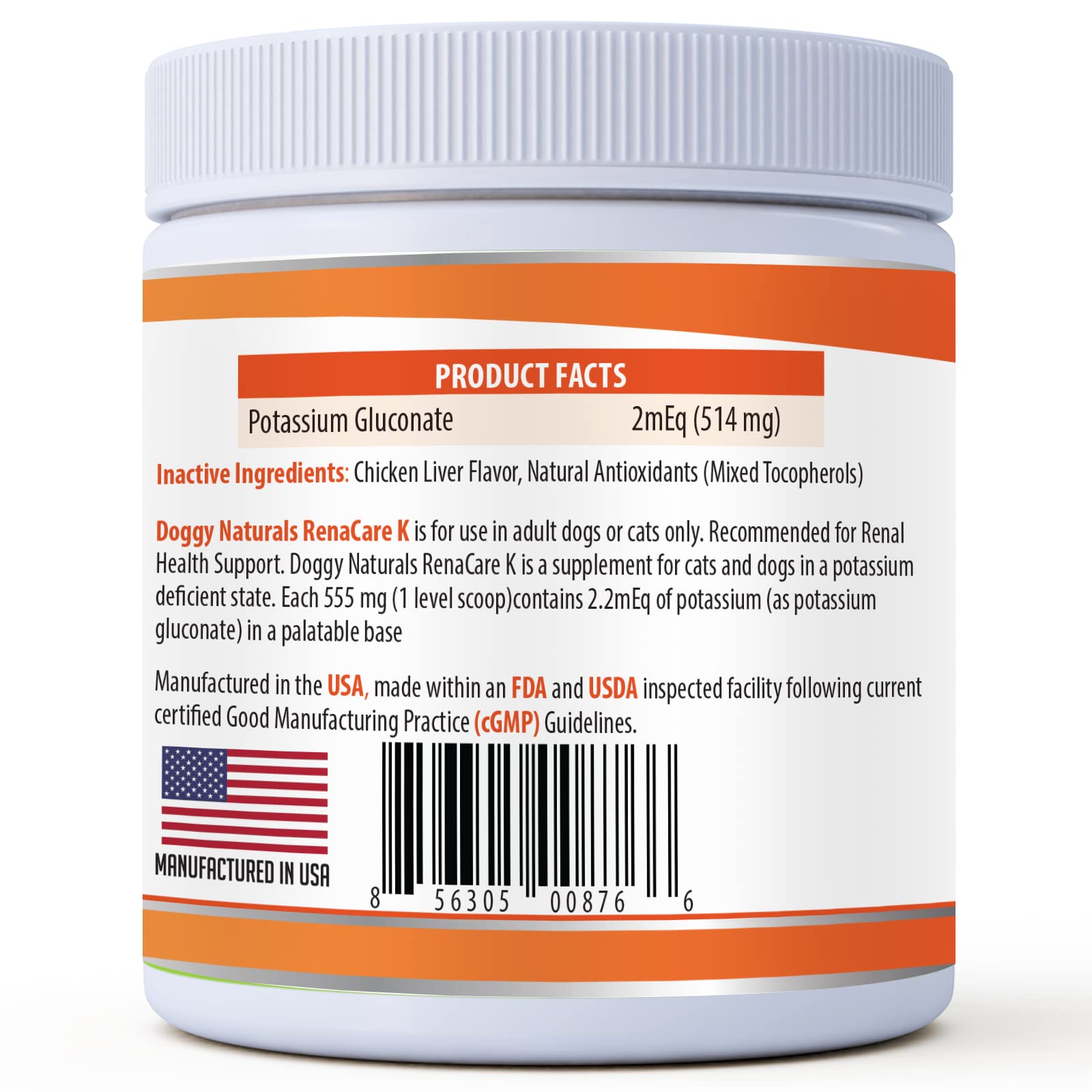 RenaCare K Potassium Gluconate Powder Supplement for Dogs & Cats, 4 oz, Chicken Liver Flavor