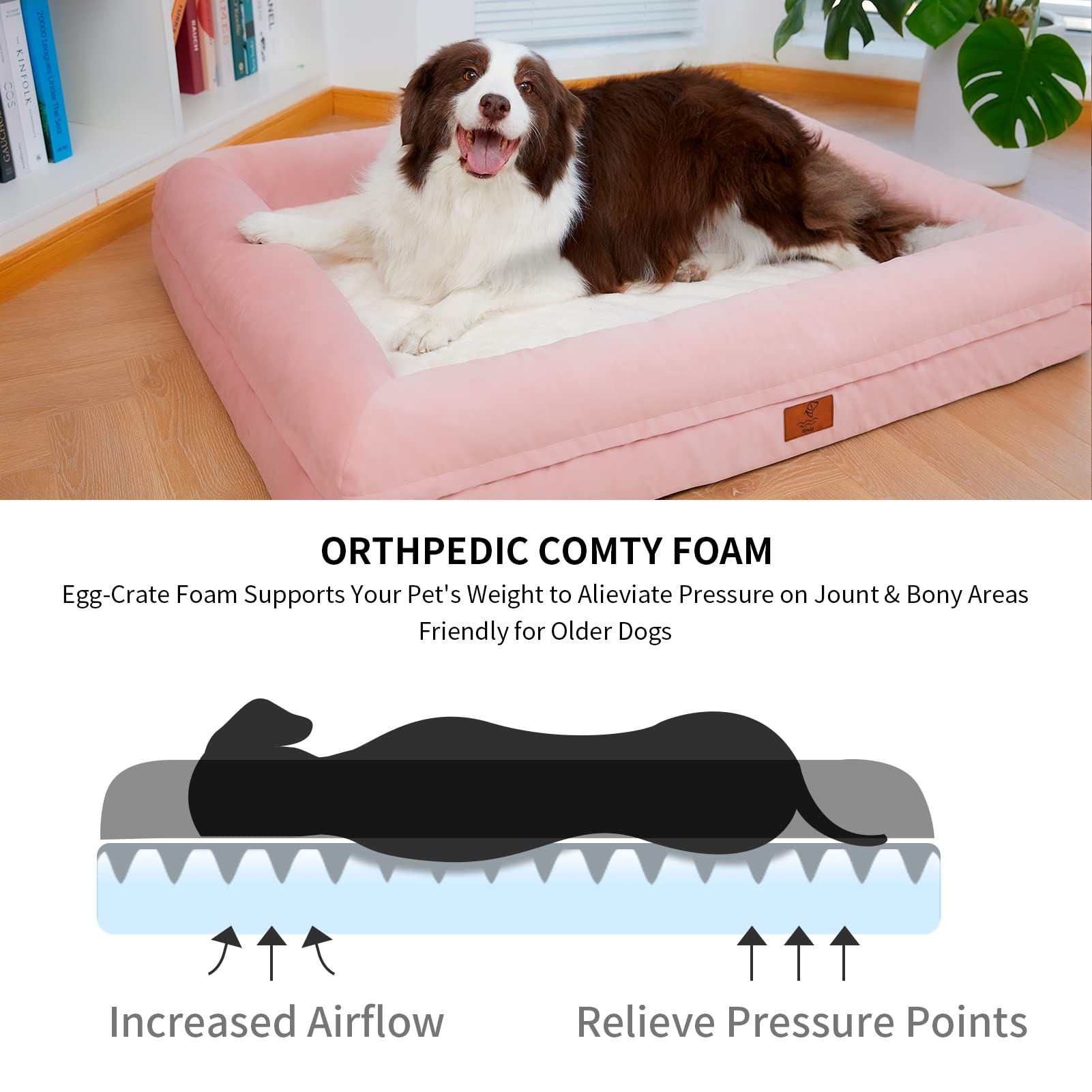 Yiruka Xl Dog Bed, Orthopedic Dog Bed, Washable Dog Bed With [Removable Bolster], Waterproof Dog Bed With Nonskid Bottom, Pet Bed, Dog Beds For Extra Large Dogs