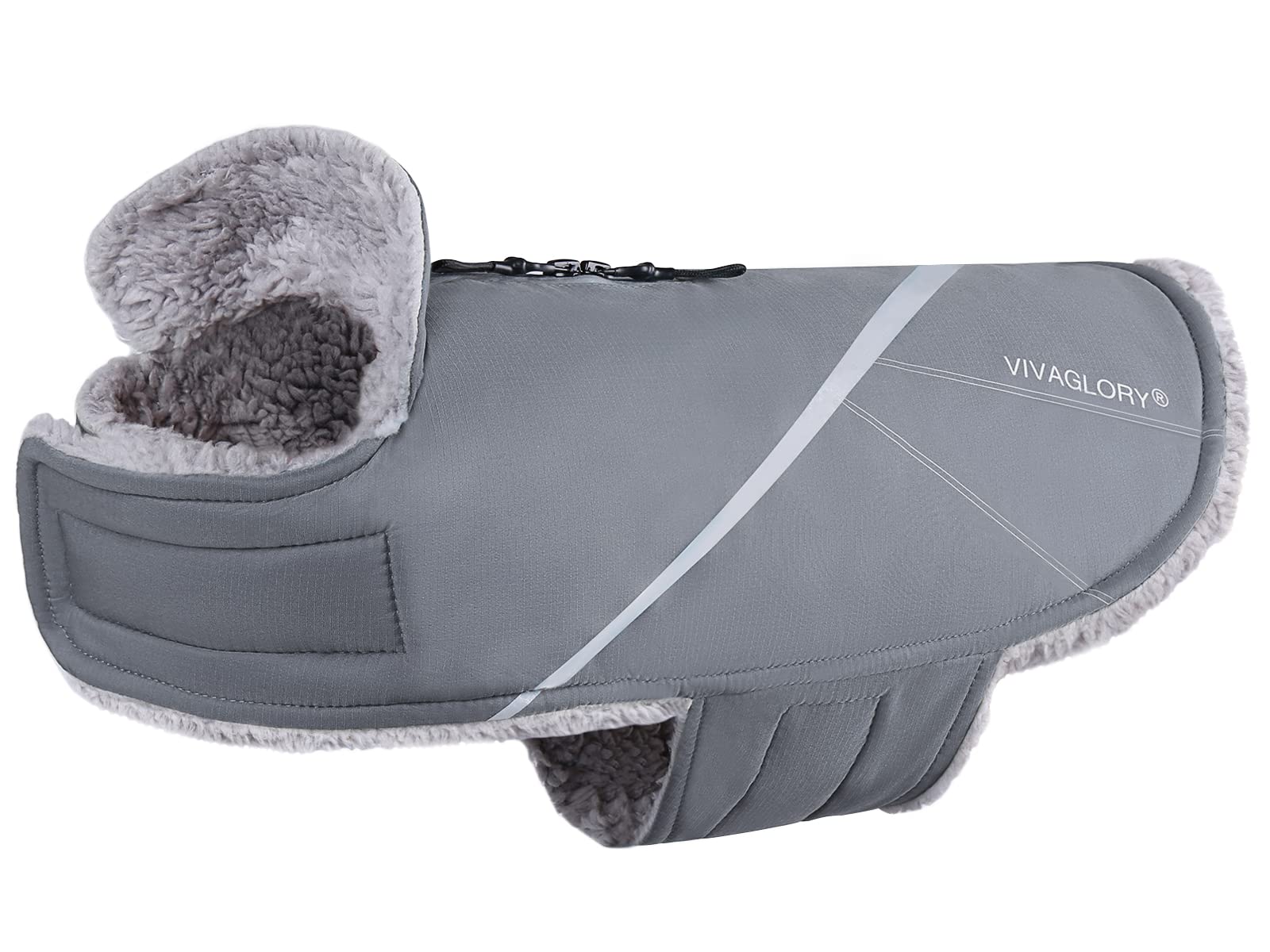Vivaglory Dog Cold Weather Coats, Super Warm And Cozy Dog Jacket For Cold Weather, Sports Style Dog Fleece Jacket For Small Dog, Grey, Xxs