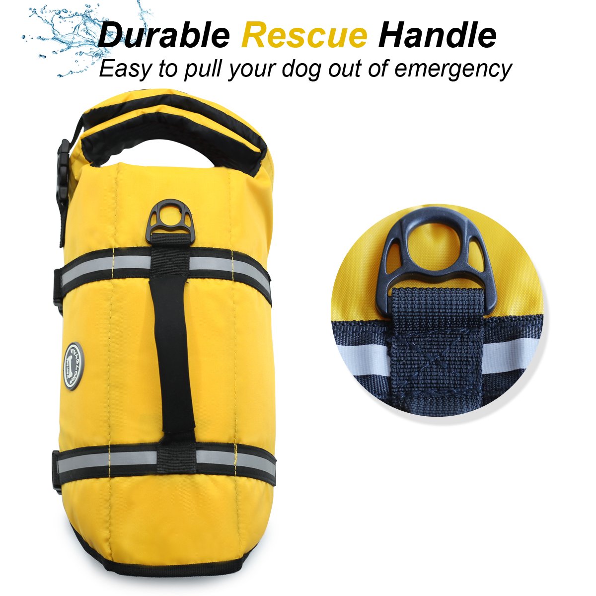Vivaglory Ripstop Dog Life Jacket For Small Medium Large Dogs Boating, Dog Swimming Vest With Enhanced Buoyancy & Visibility, Ye