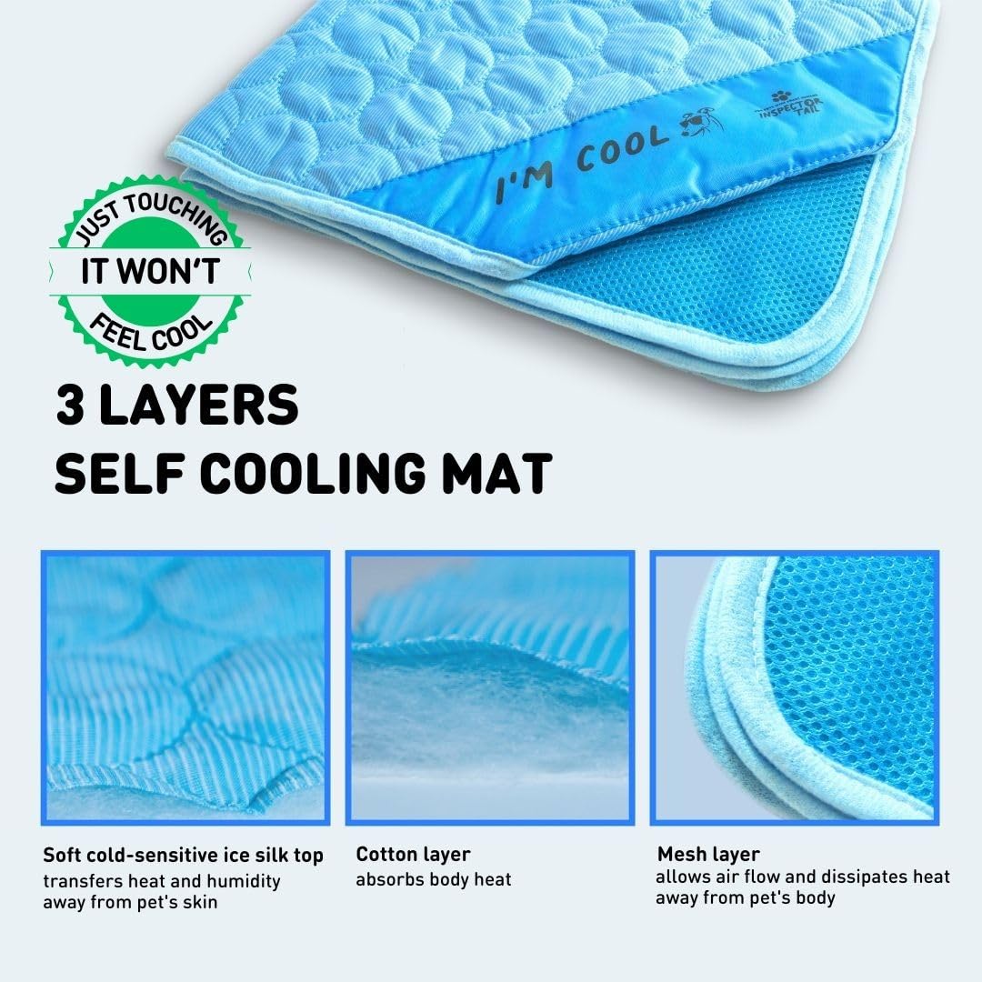 Inspector Tail Self Cooling & Traveling Mat + Free String Bag Pack/Washable & Portable Pet Soft Pad For Indoor Or Outdoor/Perfec