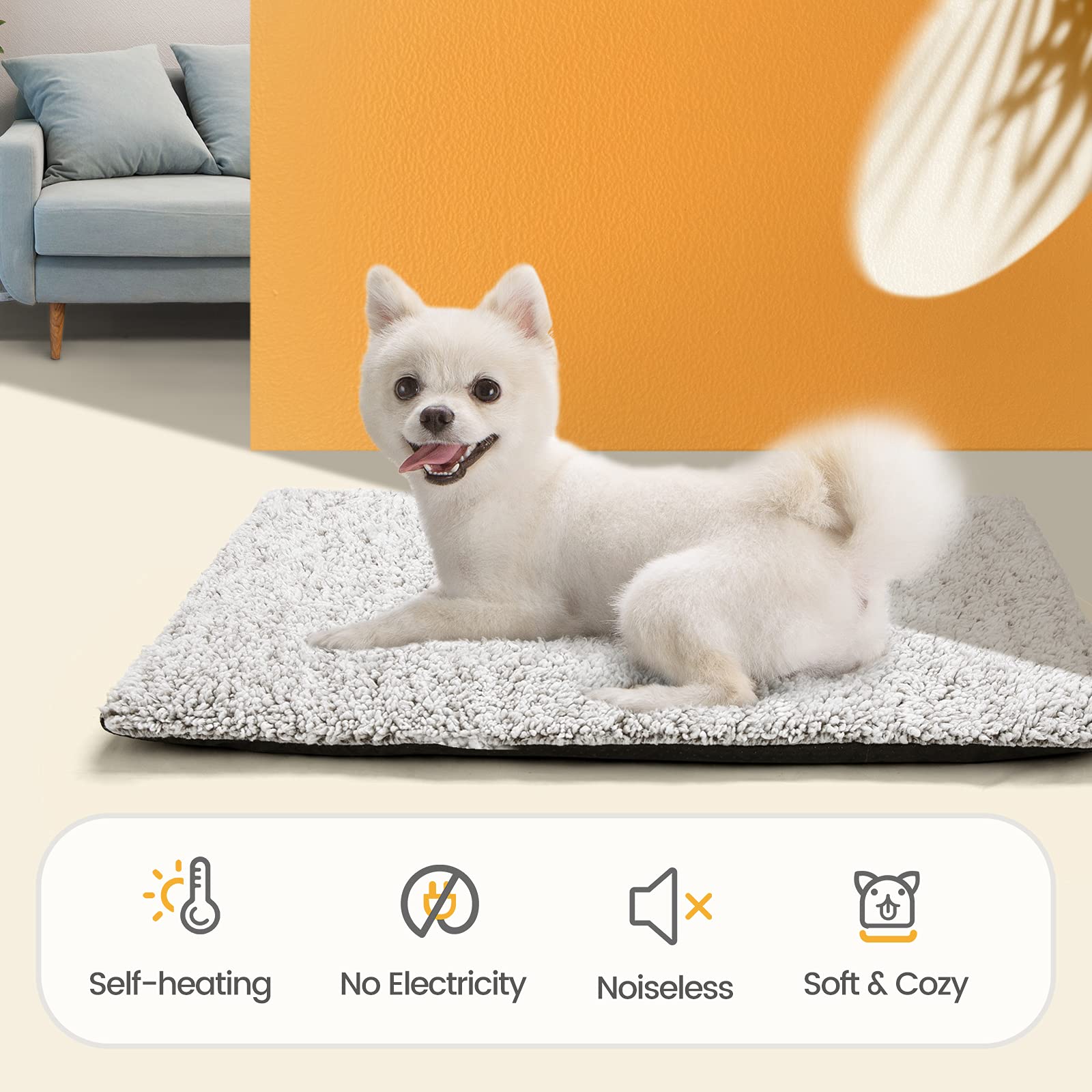 Self Warming Cat Bed Self Heating Cat Dog Mat 24 X 18 Inch Extra Warm Thermal Pet Pad For Indoor Outdoor Pets With Removable Cover Non-Slip Bottom Washable