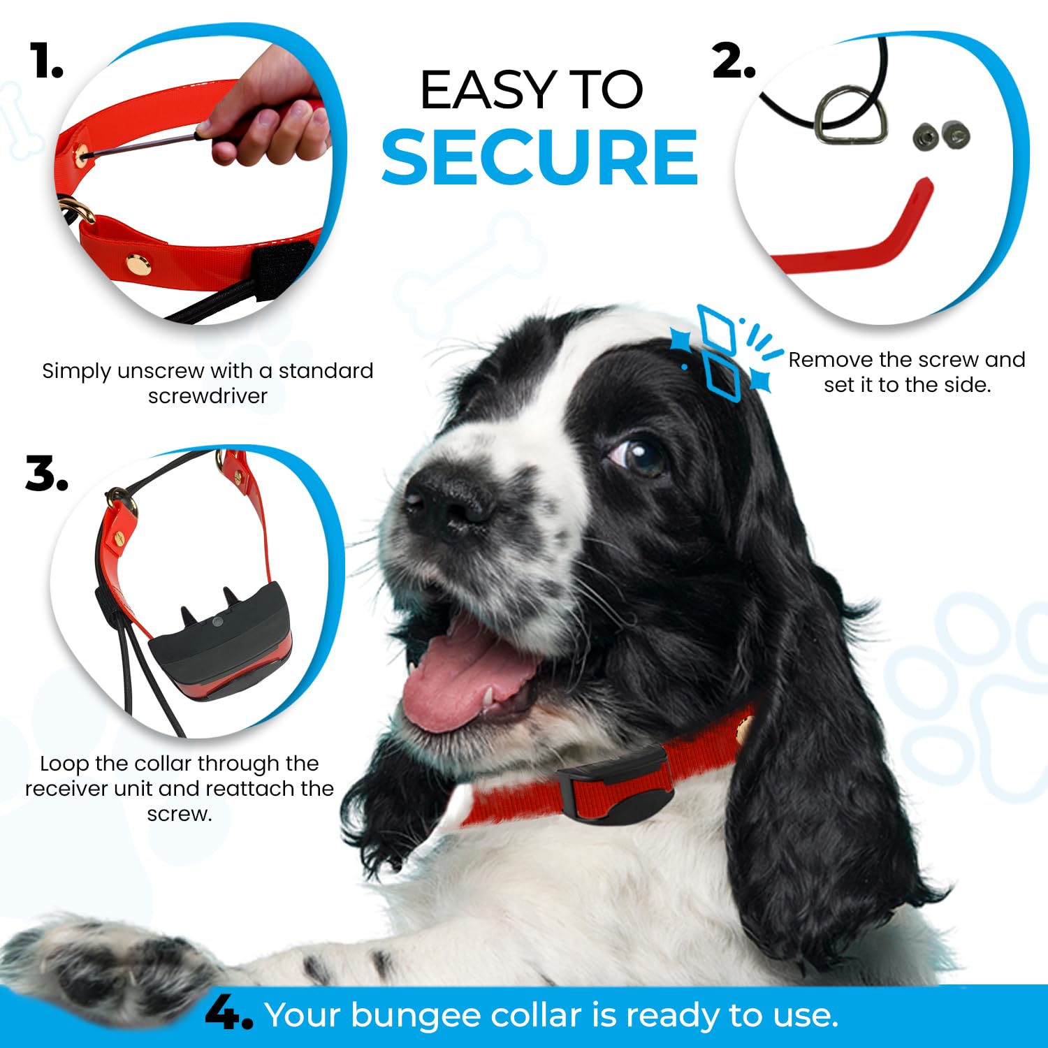 Sportdog Replacement Strap - Bungee Style Dog Shock Collar Strap (Red, 1'' Width)