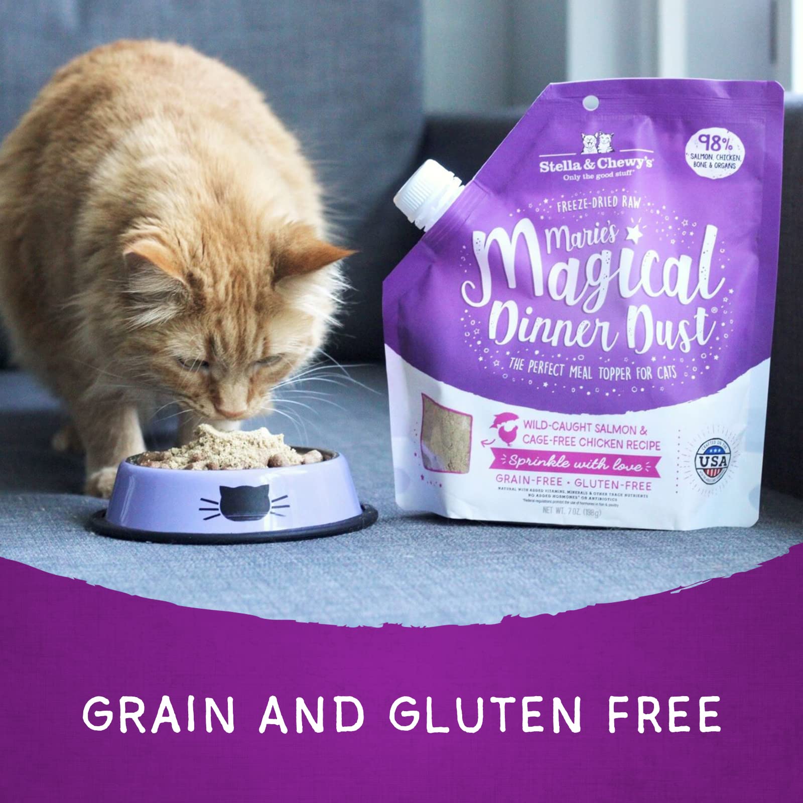 Stella & Chewys Freeze-Dried Raw Maries Magical Dinner Dust - Grain Free, Protein Rich Cat & Kitten Food Topper - Cage-Free Chi