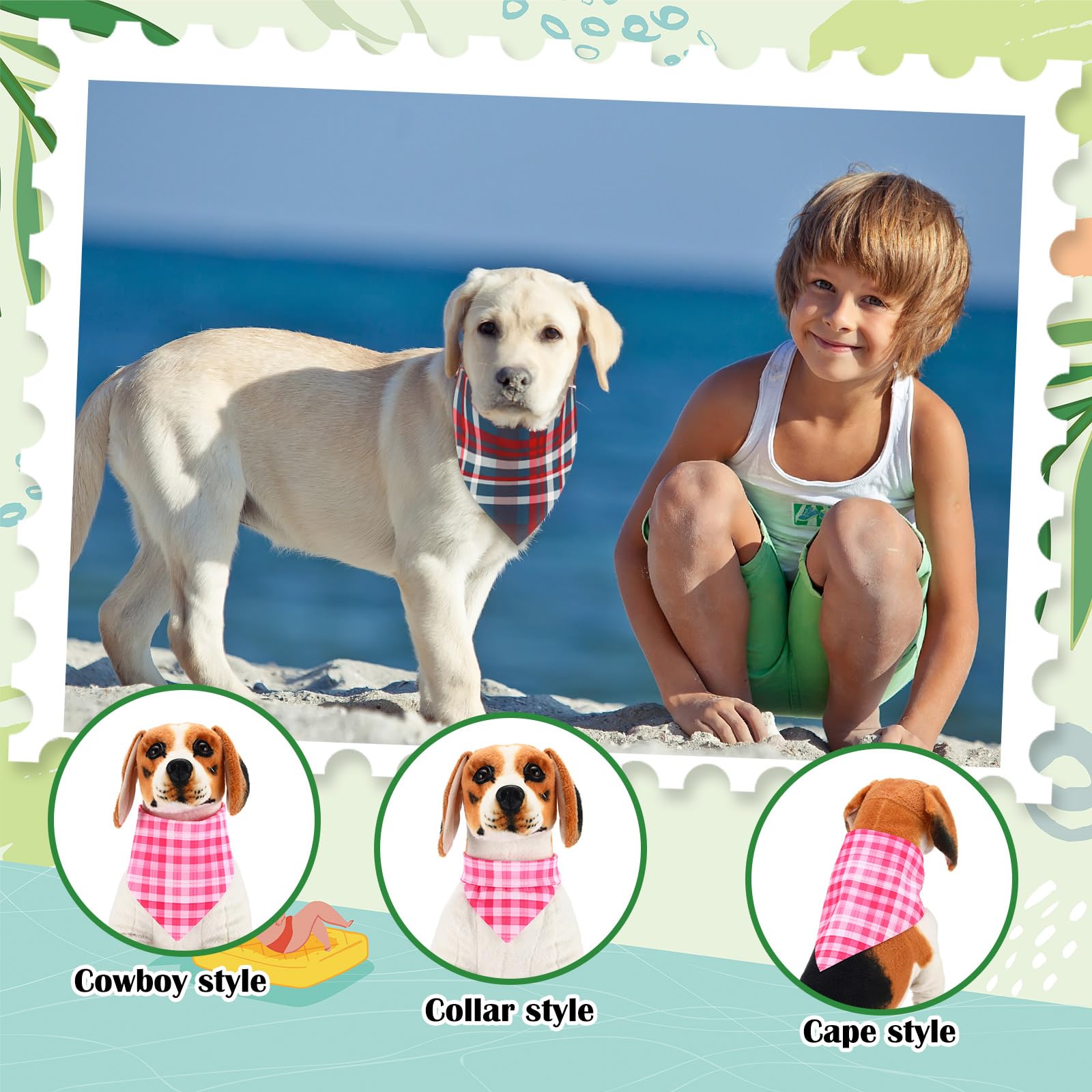 Reginary 108 Pcs Dog Bandanas Bow Tie Set Bulk Pet Triangle Scarf Plaid Pattern Pets Kerchief Adjustable Washable Bibs Neck Coll