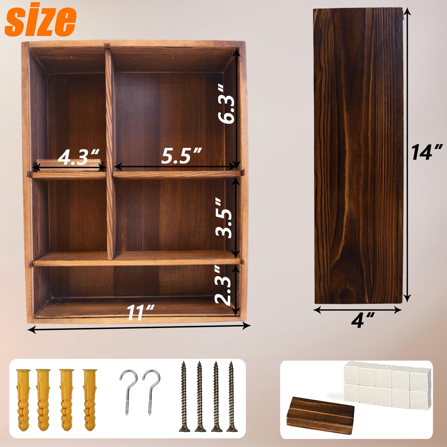 Sofunii Pet Memorial Shadow Box With Shelves For Dogs Or Cats,11 * 14'' Solid Wood Pet Frame Urn Ashes Display Case For As Loss