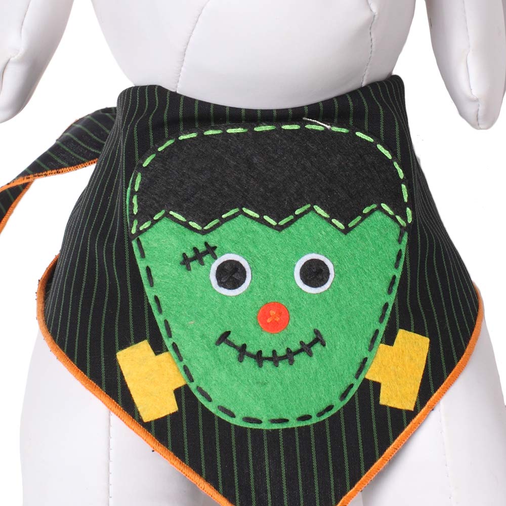 Tail Trends Halloween Dog Bandanas With Frankenstein Design Fits Medium To Large Sized Dogs - 100% Cotton…