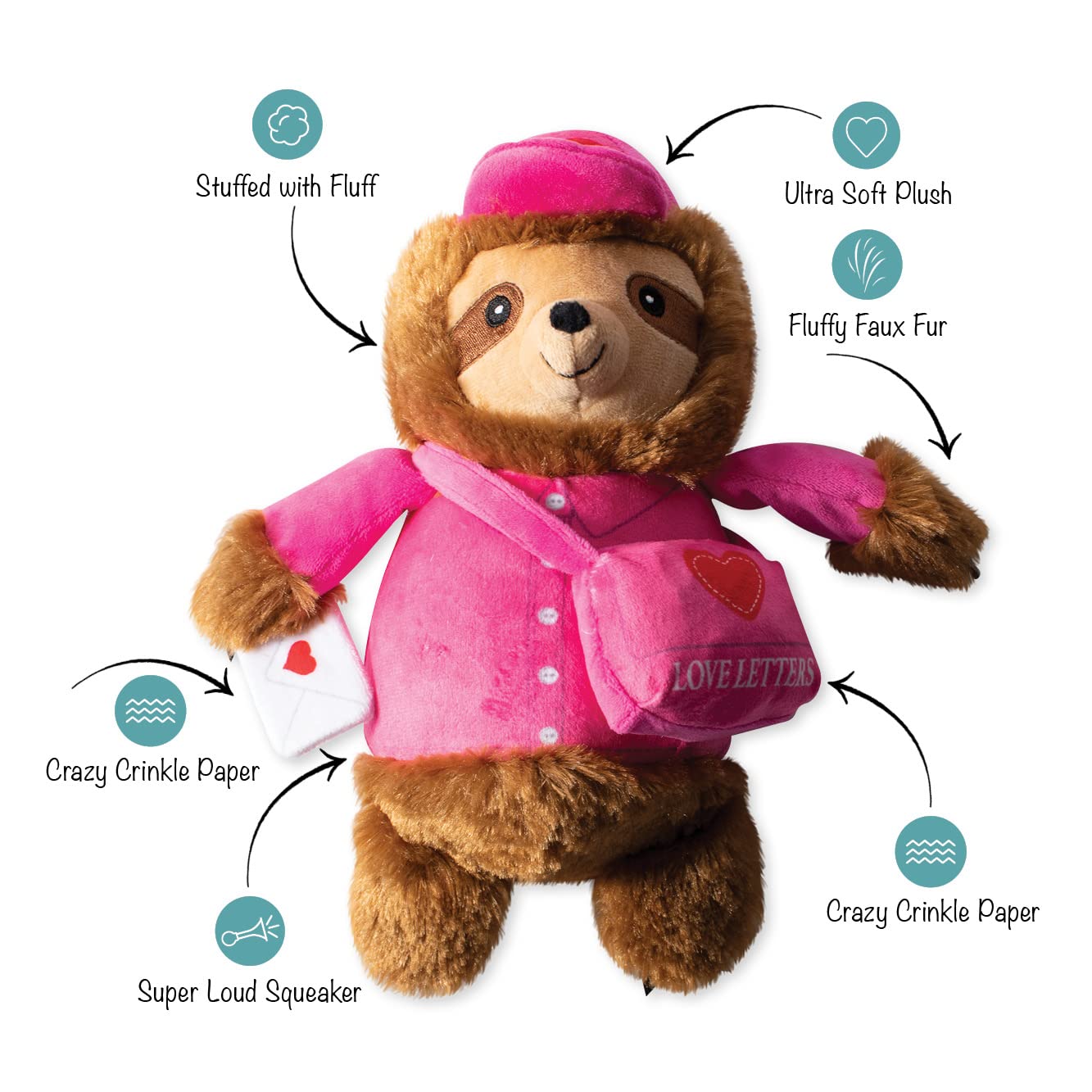 Fringe Studio Plush Dog Toy, Love On Delivery, Petshop Collection (314105)