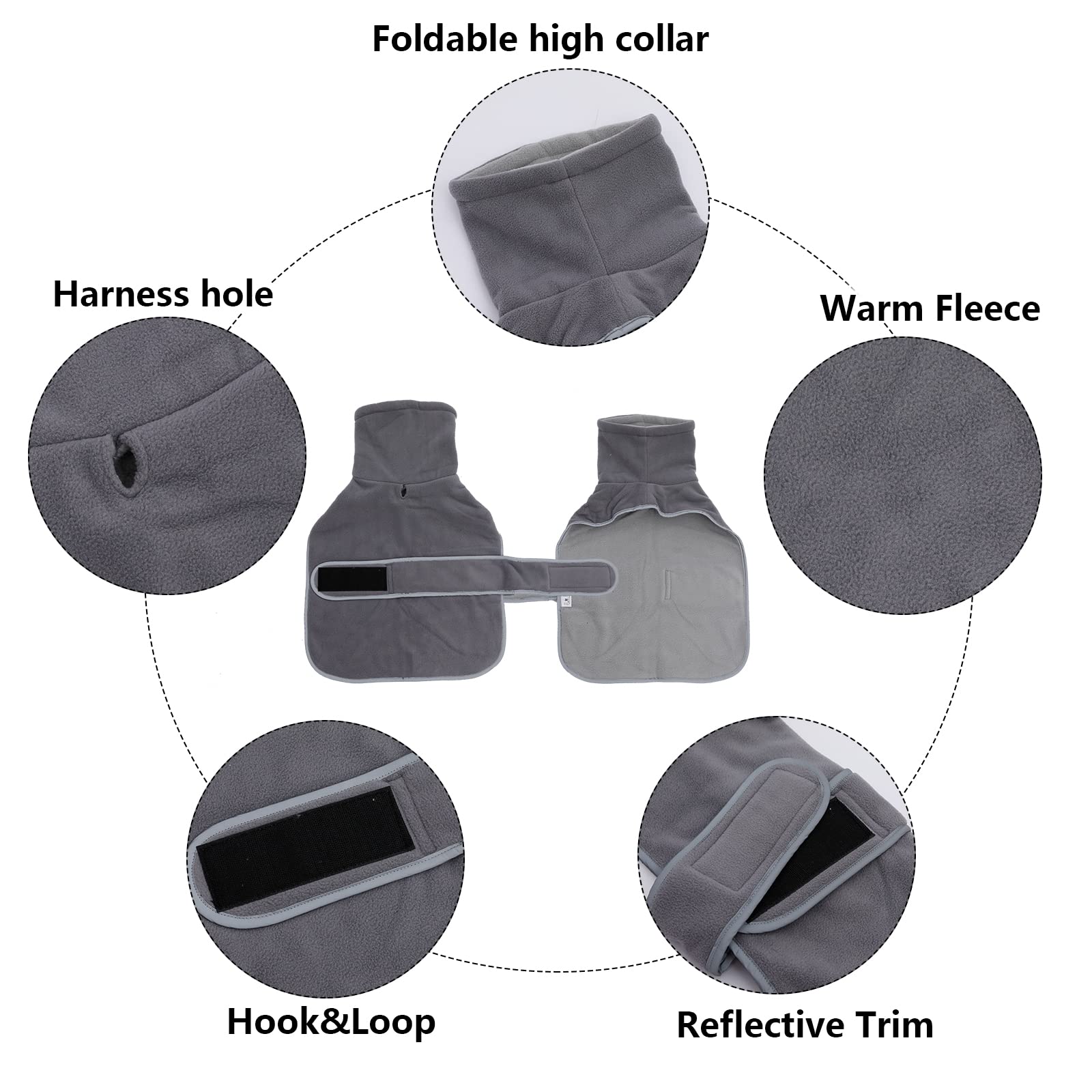 Geyecete Dog Jacket, Dog Coat Perfect For Dachshunds, Dog Winter Coat With Padded Fleece Lining And High Collar, Dog Snowsuit With Adjustable Bands Sizes -Gray-S