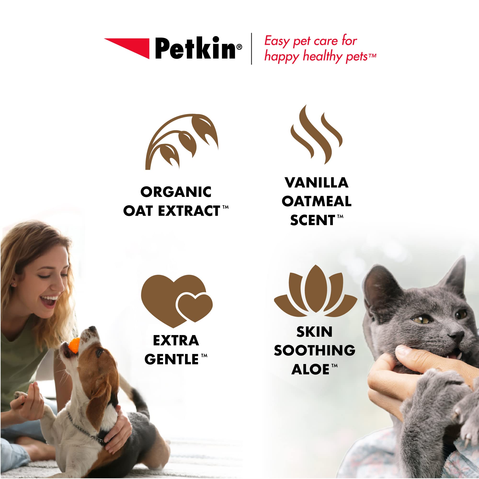Petkin Pet Wipes for Dogs & Cats - Oatmeal, 200 Large Wipes, Soothes Itchy Skin & Cleans Ears, Face, Body, and Eye Area - 2