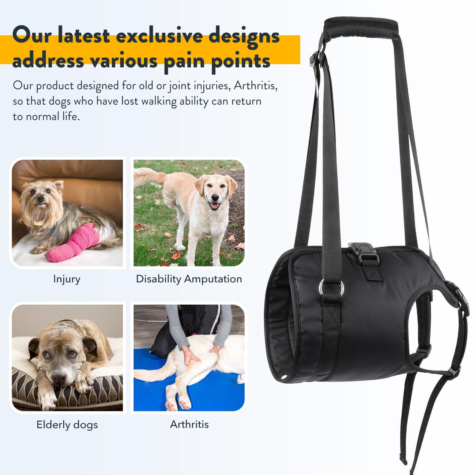 PZRLit Dog Lift Harness - Adjustable Sling Support for Large Dogs Hind Legs, Mobility Aid for Elderly Dogs - Hip & Back Leg Join