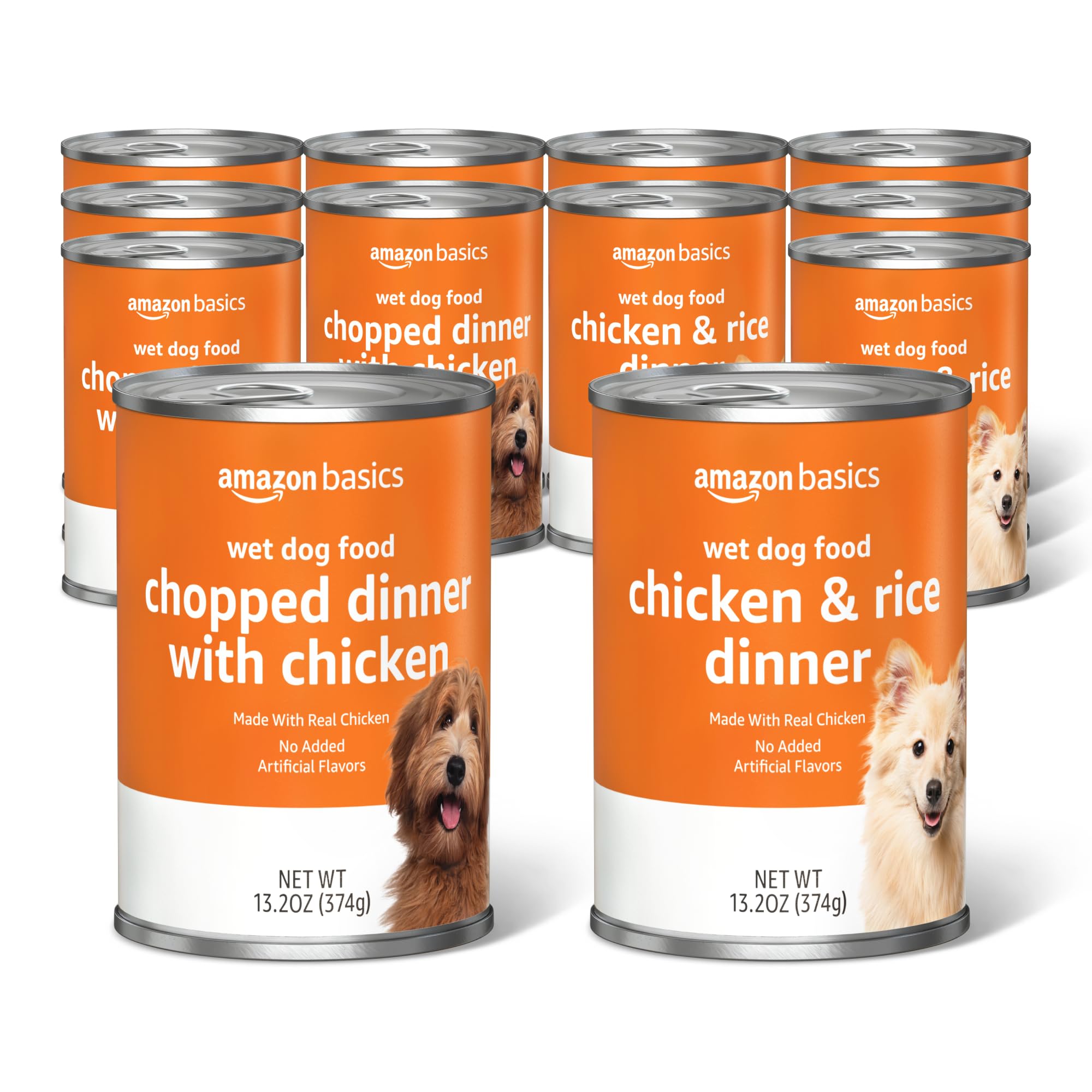Amazon Basics Chopped Ground Dinner Wet Dog Food Variety Pack, Chicken and Rice Flavor and Chopped Dinner with Chicken, Made wit