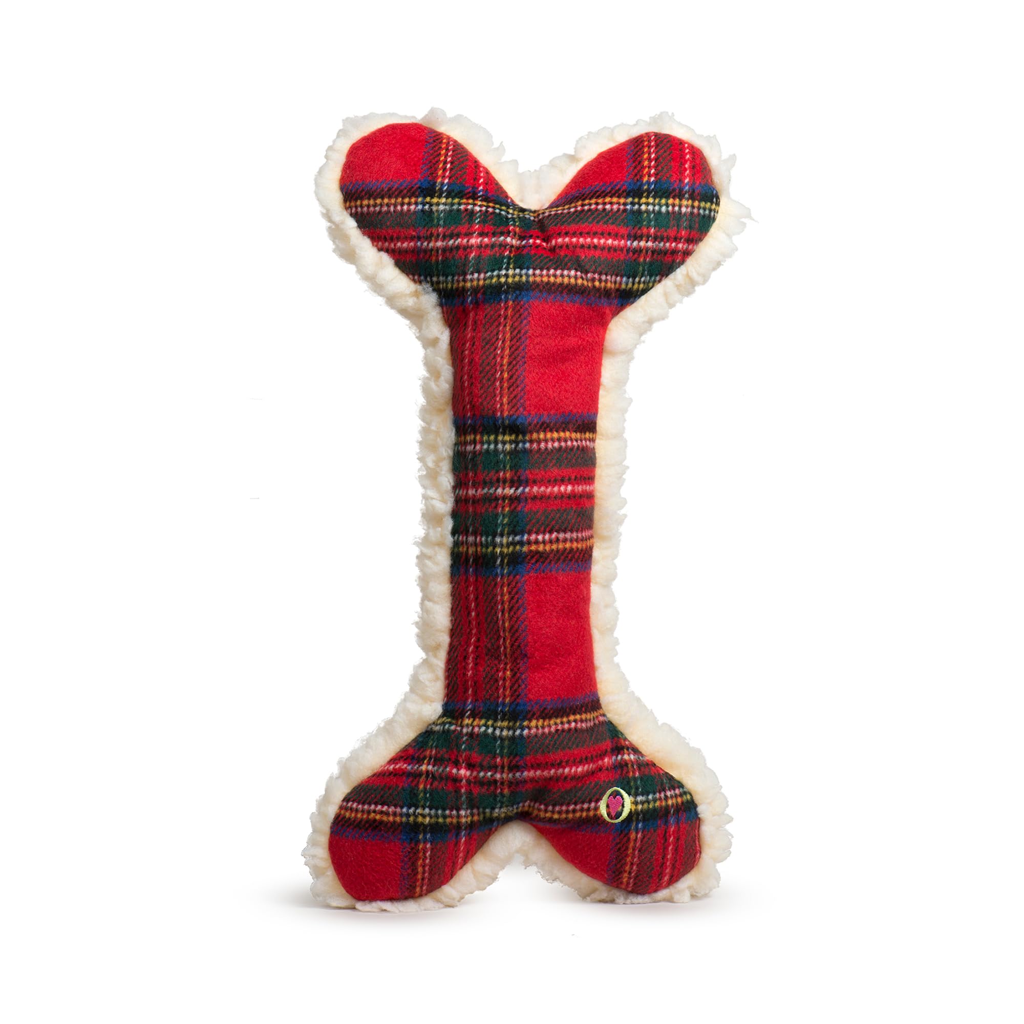 HuggleHounds Tartan Tidings Plush Bone Dog Toy - Dog Fuzzy Bone Toy, Soft Fleece, Durable, Stuffed Plush for Large Breeds, Puppi