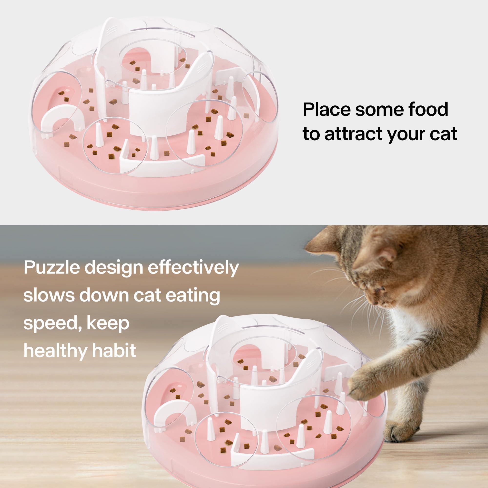 Pet Prime Cat Puzzle Feeder Interactive Enrichment Toys for Indoor Cats Slow Feeder Food Treat Puzzle Cat Stimulation Toys Pink