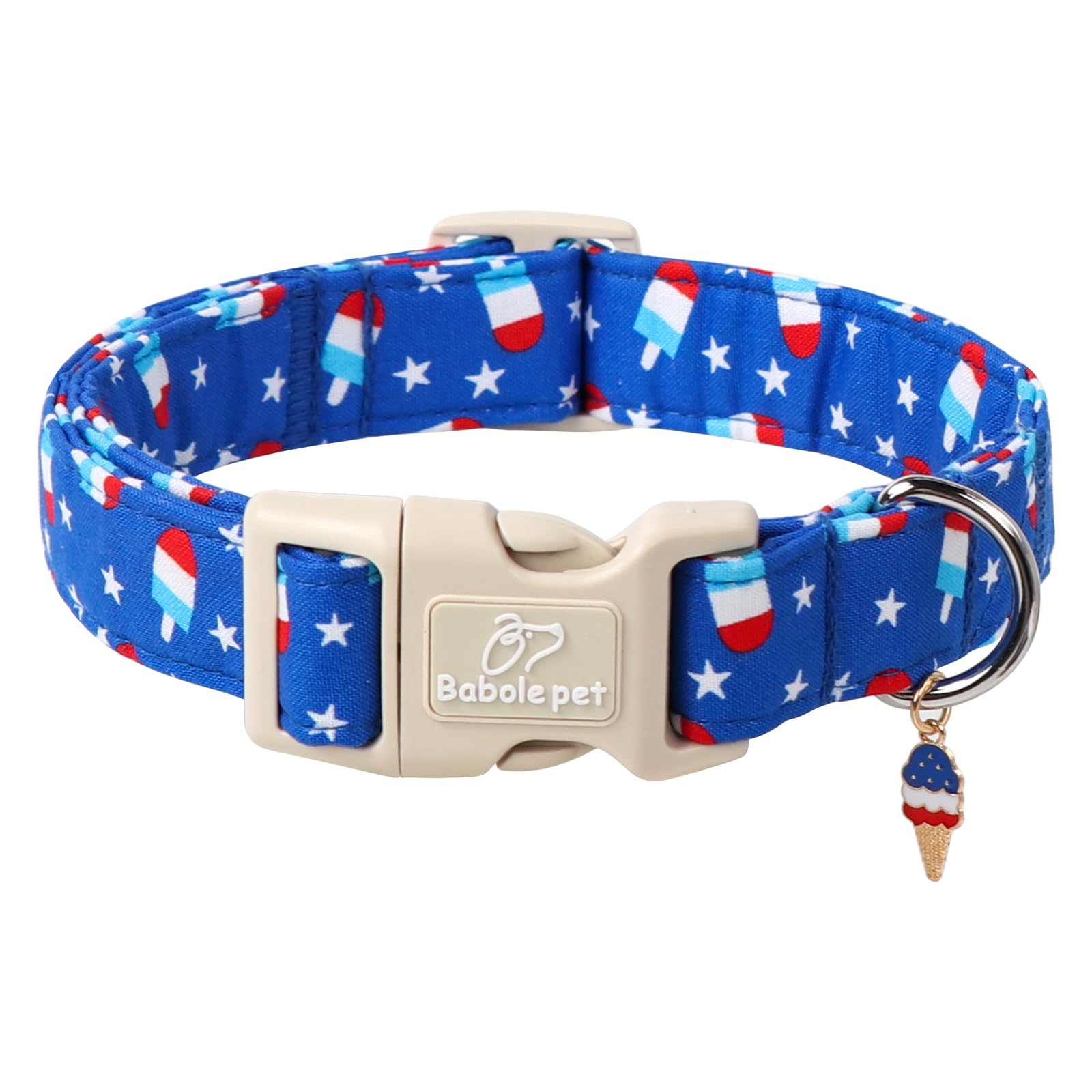 Babole Pet 4Th Of July Dog Collar, Summer Popsicle Patriotic Dog Collars For Large Dogs, Adjustable Lightweight Quick-Release Bu