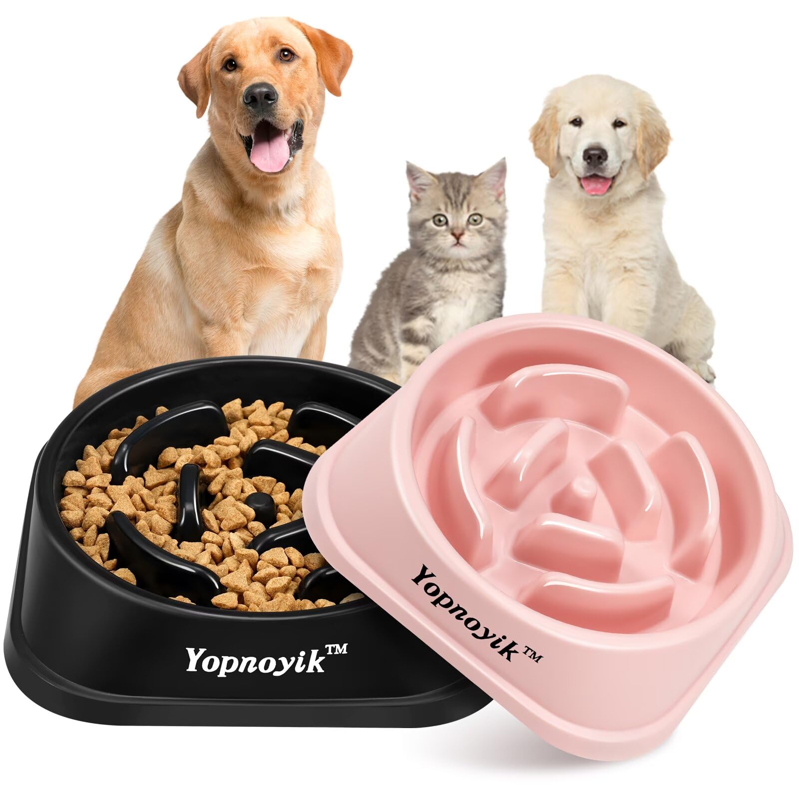 2 Pack Slow Feeder Dog Bowls For Healthy Eating, Non-Slip And Anti-Choking Design, Reduces Bloating & Overeating For Small & Med