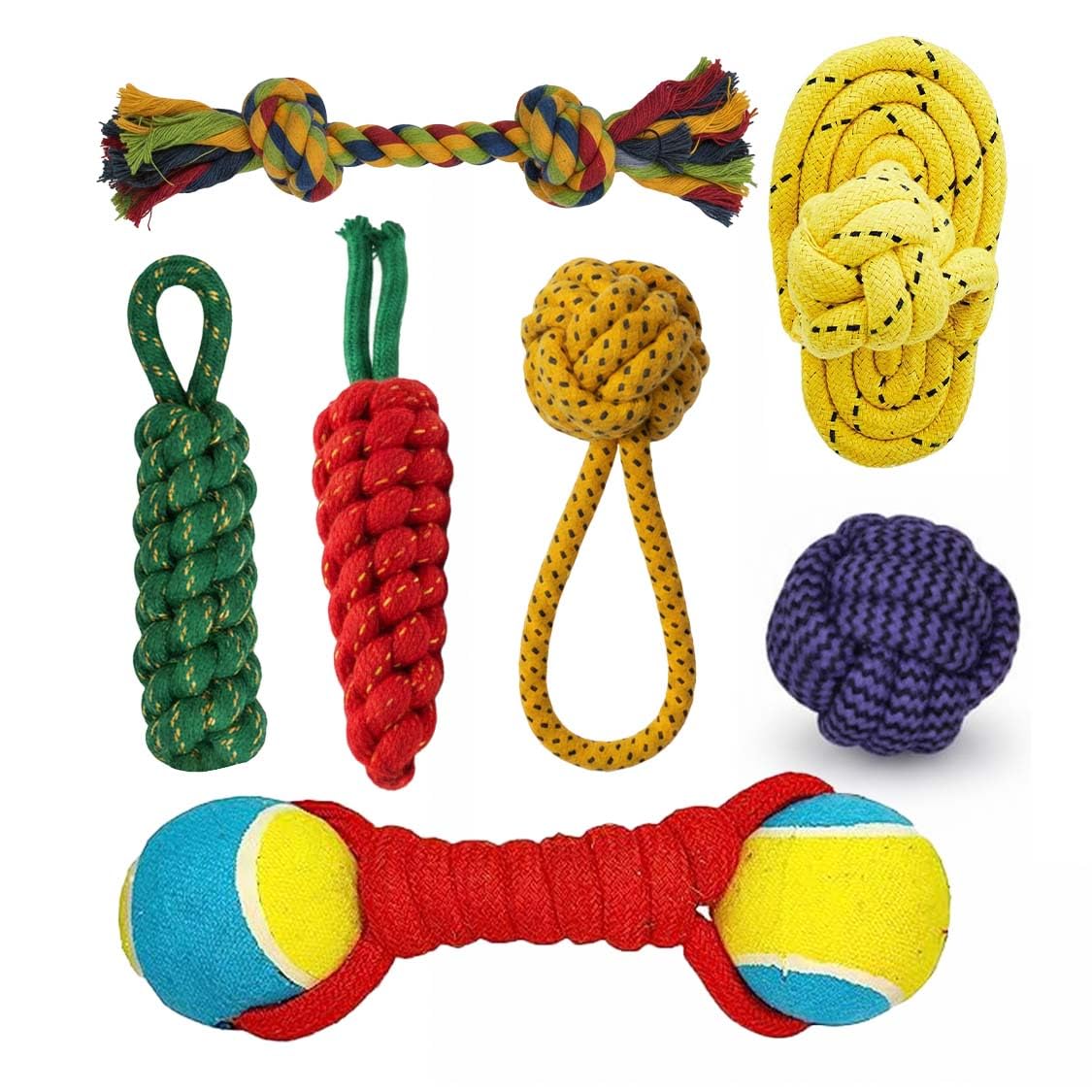 Pets Empire Dog Chew Toy Dog Toys With Knots Combo Of 7 Ropes All Puppy Breeds & Aggressive Chewers, Teething Rope, Fetching Toy