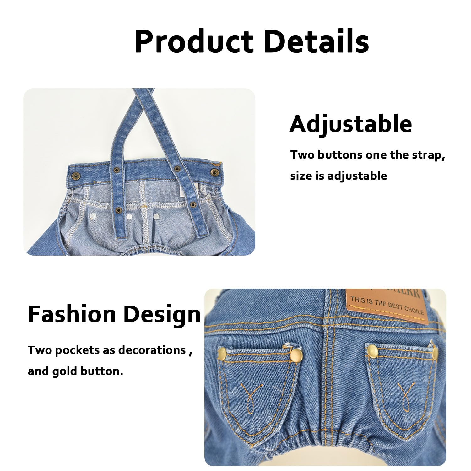 Fladorepet Classic Dog Denim Jumpsuit Overalls,Dog Pet Cat Jeans Pants Clothes,Puppy Cowboy Costumes Outfits For Chihuahua Yorki