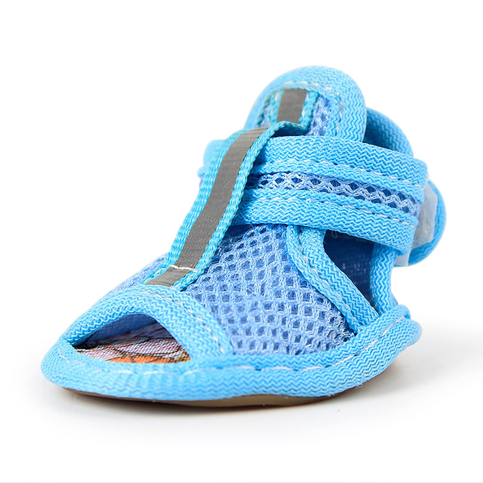 Breathable Mesh Dog Sandals For Summer, Puppy Paw Protectors, Outdoor Pet Sandals For Small Dogs Blue Size 1