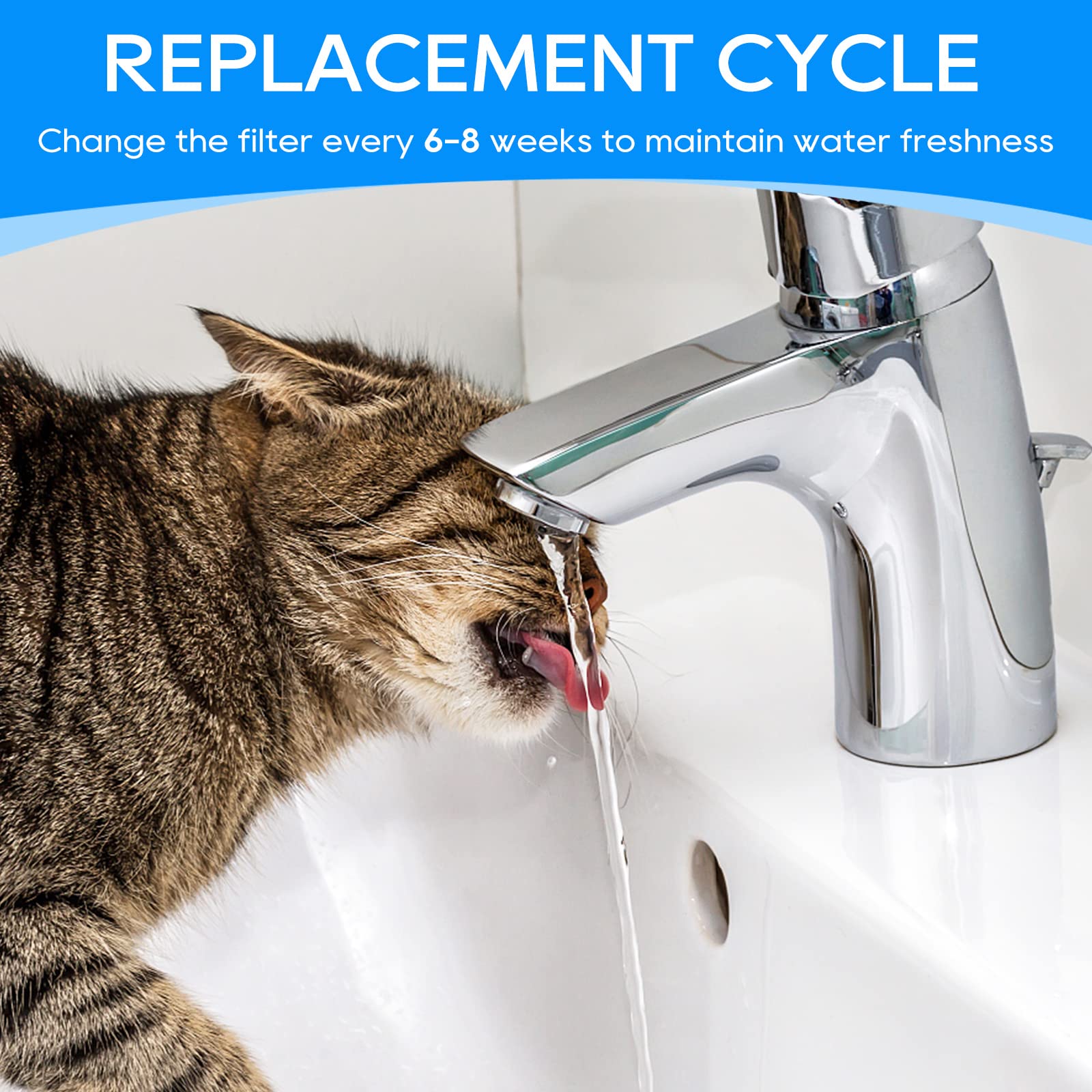 Myfatboss 10 Pack Cat Water Fountain Filter For W300&W300B&W500 Cat Water Fountain, Filters For 67Oz/2L And 3.5L Automatic Pet W