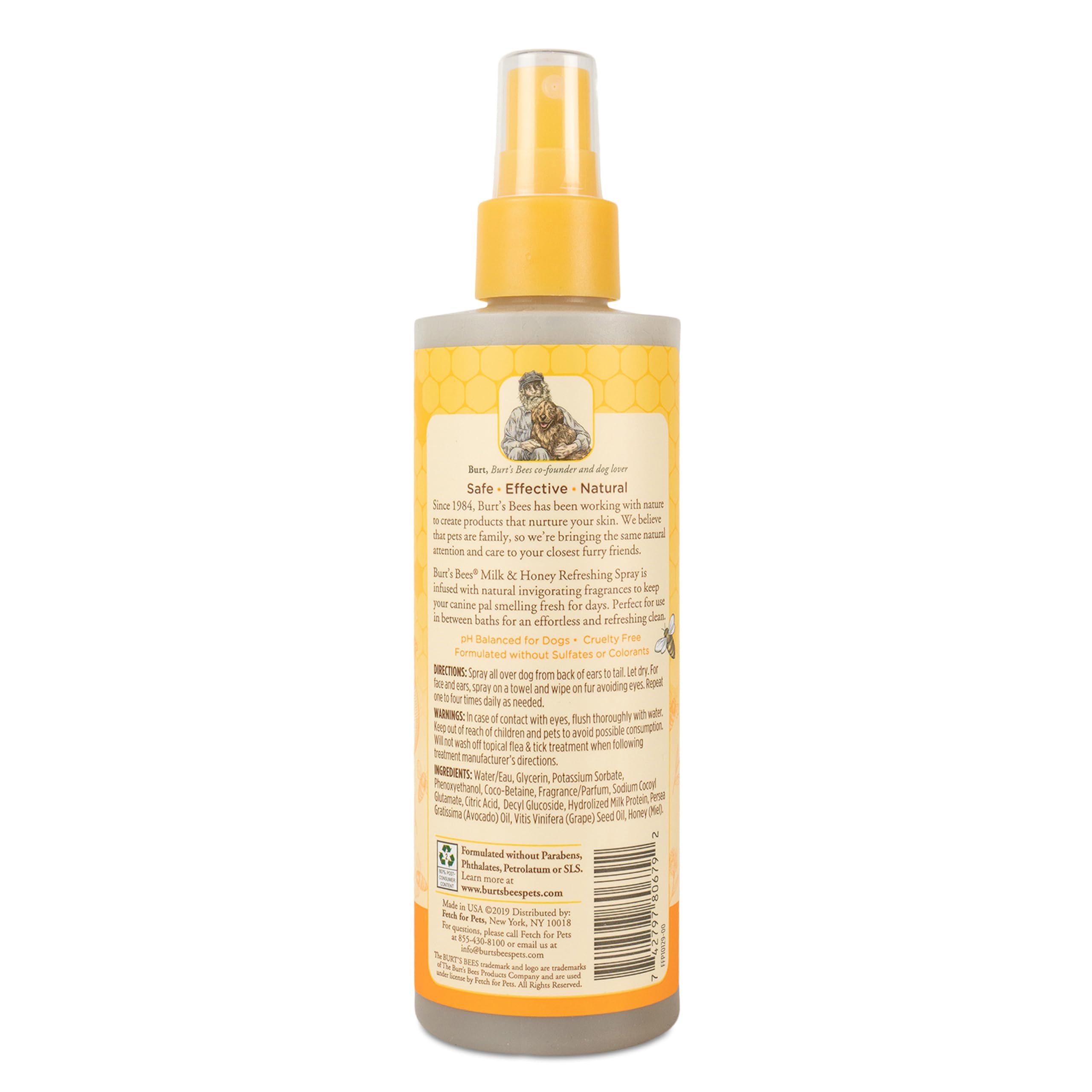 Burt'S Bees For Pets Refreshing Spray For Dogs With Milk And Honey, 98.2% Natural Origin Formulas, Waterless Dog Shampoo - Gentl