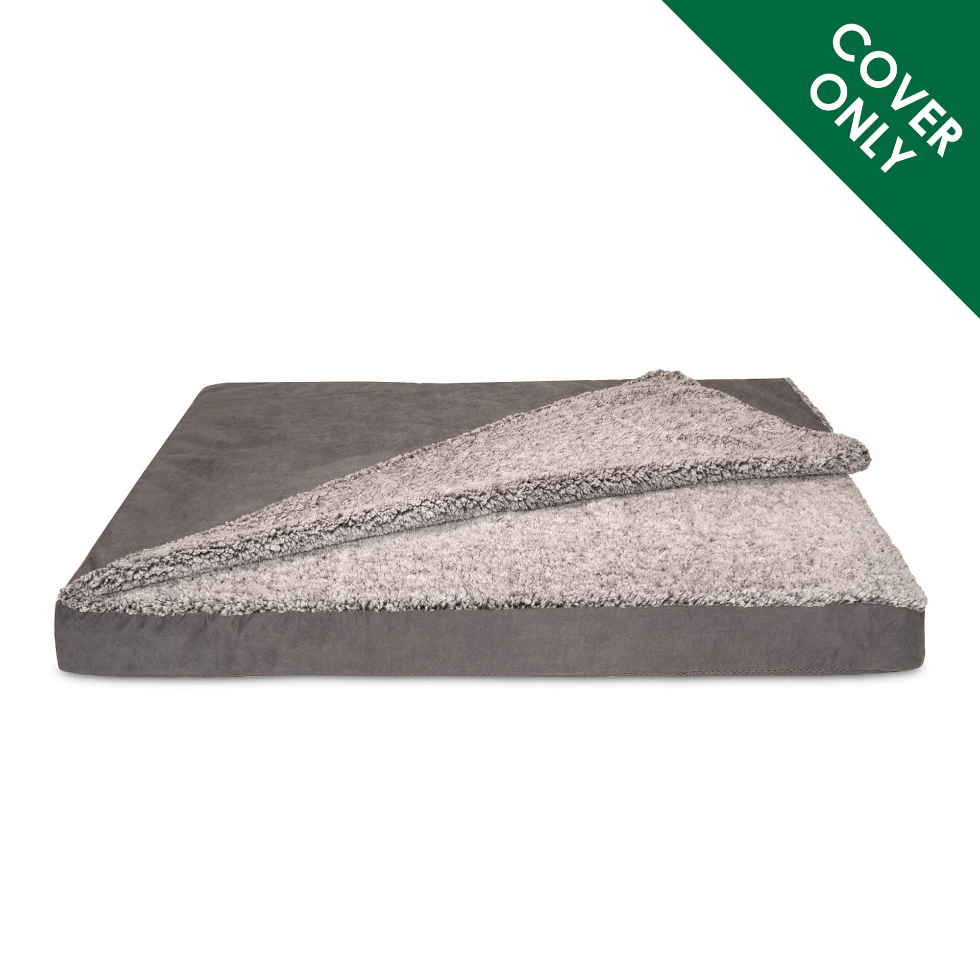 Furhaven Replacement Dog Bed Cover Berber & Suede Blanket Top Mattress, Machine Washable - Gray, Jumbo (X-Large)