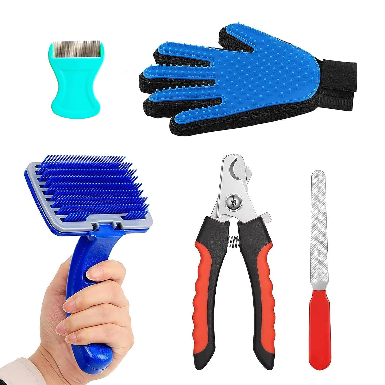 Cature Care By Nature Dog Grooming Kit Combo Dog Nail Clippers With Filer Dog Manual Kit Dog Plastic Slicker Brush With Flea Co