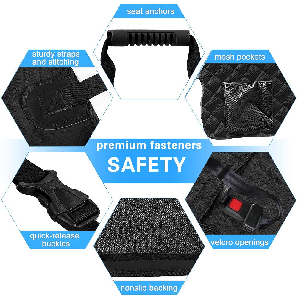 Dog Car Seat Cover Protector for Back Seat -Waterproof Rear Seat Cover for Kids Pets, Compatible Backseat for Middle Seat Belt a