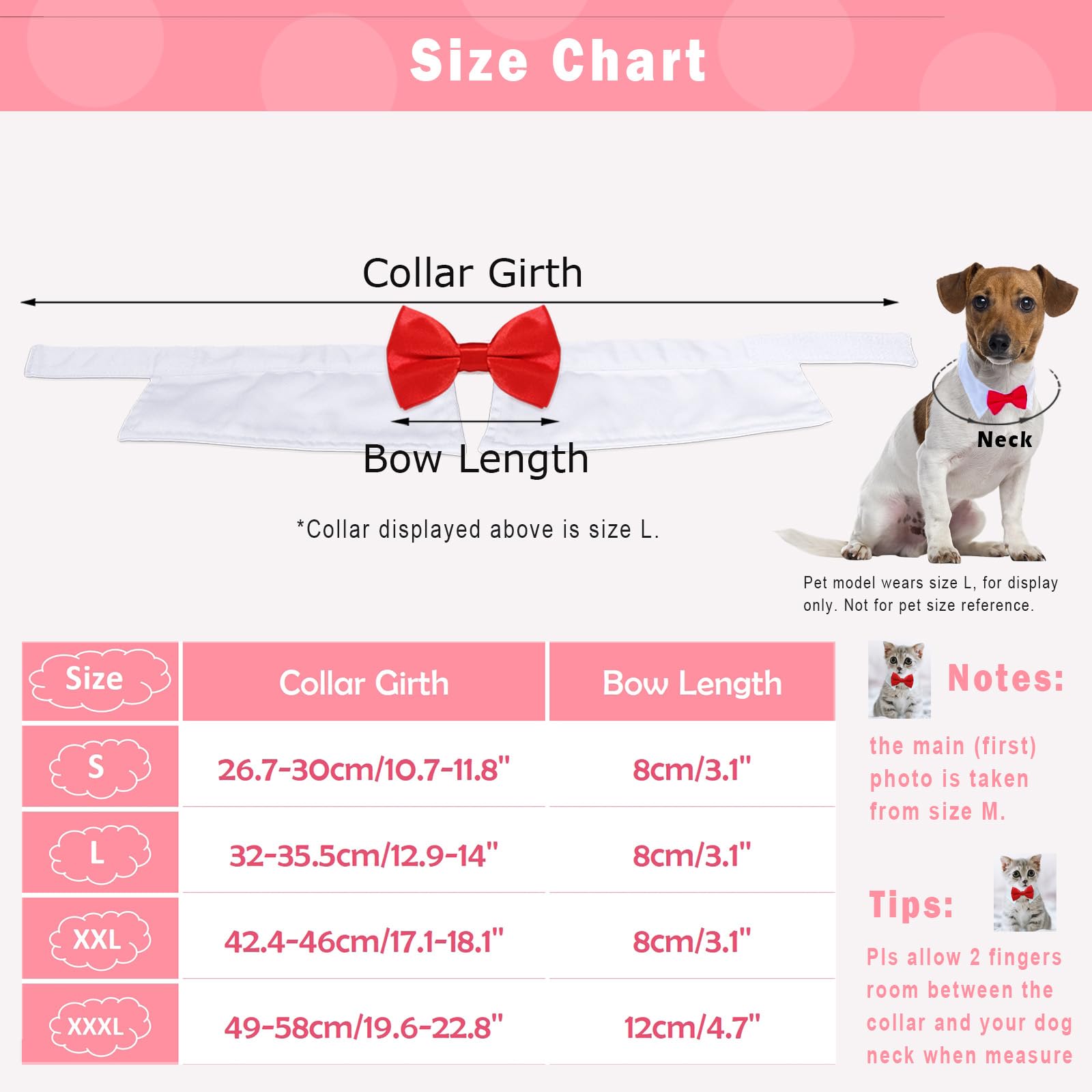 Formal Dog Bowtie Collar, Koolmox Red Tuxedo For Dogs, Tuxedo Dog Neck Bow Red With Adjustable White Collar Formal Pet Collar Necktie For Small Medium Large Boy Dog Tuxedo Tux Outfits Costumes