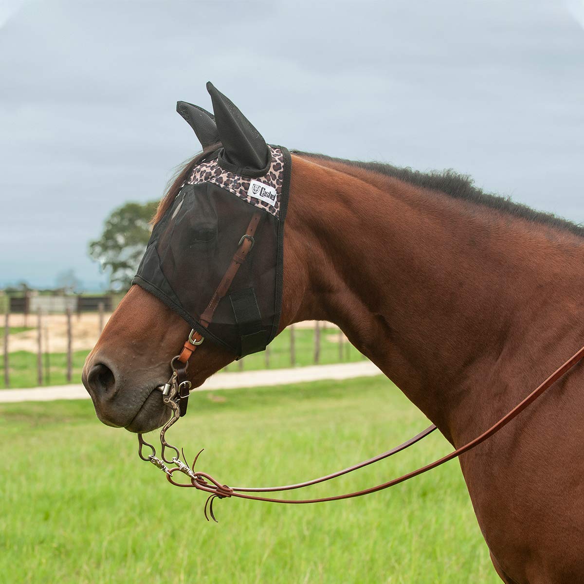 Cashel Company Quiet Ride Leopard Large Horse Fly Mask with Ears Leopard Warmblood
