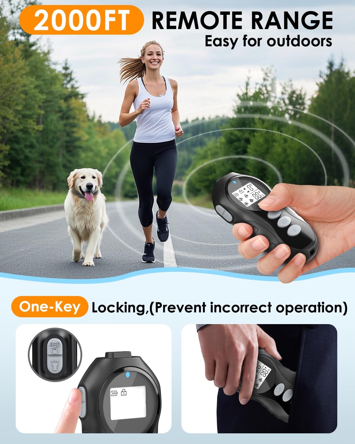 DDZ Dog Shock Collar with Remote Control, Waterproof, Beep & Vibration, Fits Dogs 10-120 lbs, Black, Model P21