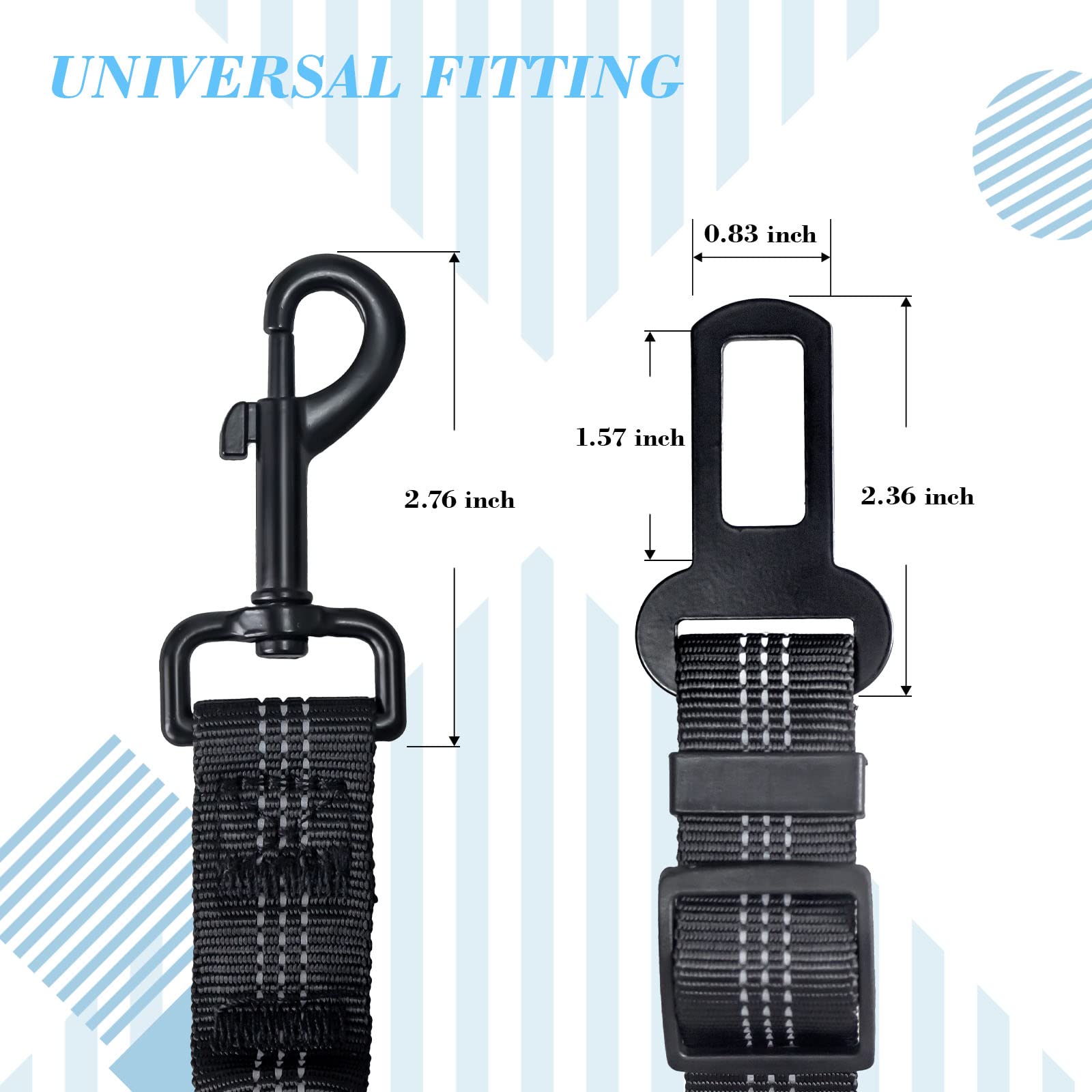 2 Pack Dog Seat Belt Adjustable Dog Car Seatbelts For Vehicle Nylon Pet Safety Seat Belt With Elastic Bungee Buffer Reflective &