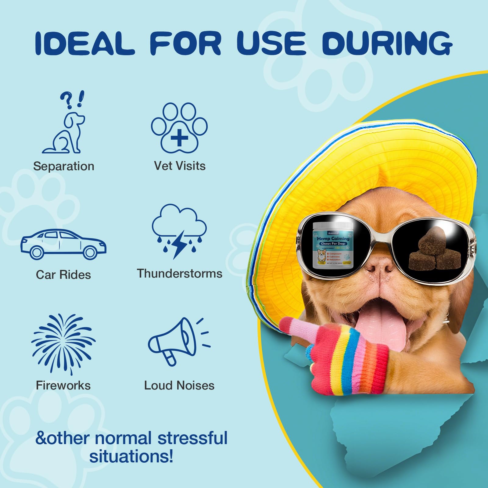 Calming Chews for Dogs - Advanced Hemp Dog Calming Chews - Anxiety Relief Treats - Dog Supplement for Barking, Vet Visits, Stres