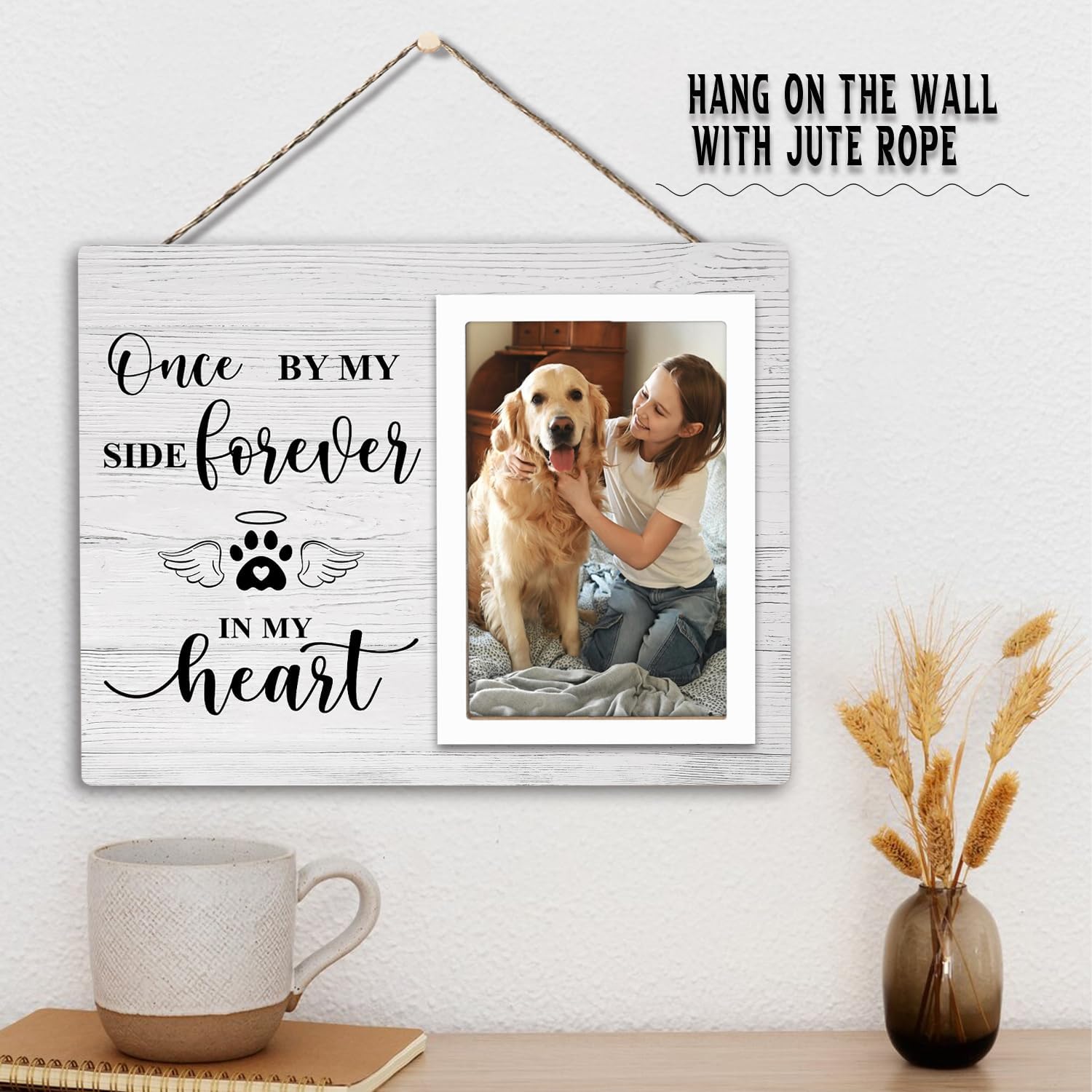 Klytink Pet Memorial Picture Frame, Cats Or Dogs Wooden Picture Frame, Memorial Pets Loss Photo Frame, Pet Loss Sympathy Gift Fo