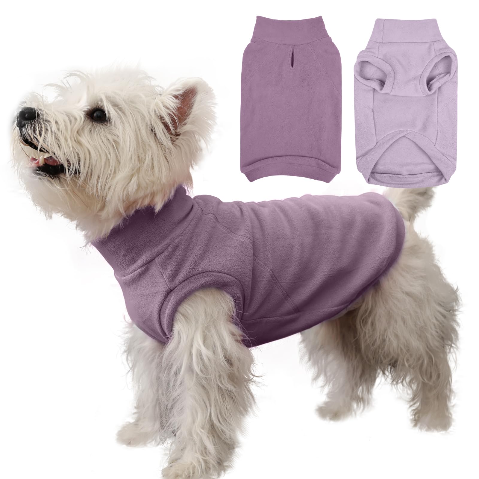 IECOii 2 Pack Fleece Dog Sweater - Warm & Soft, Stretchy Dogs Fleece Sweaters for Small Breeds Boy Girl, Thermal Coat for Fall &