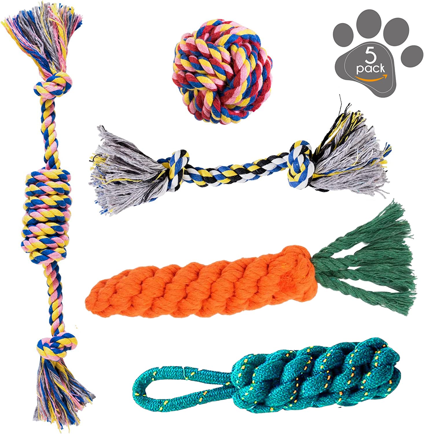 Youhavedeal Dog Toys, Chew Toys, Puppy Teething Toys, Puppy Chew Toys, Puppy Toys, Small Dog Toys  Tug Toys  Washable Cotton R