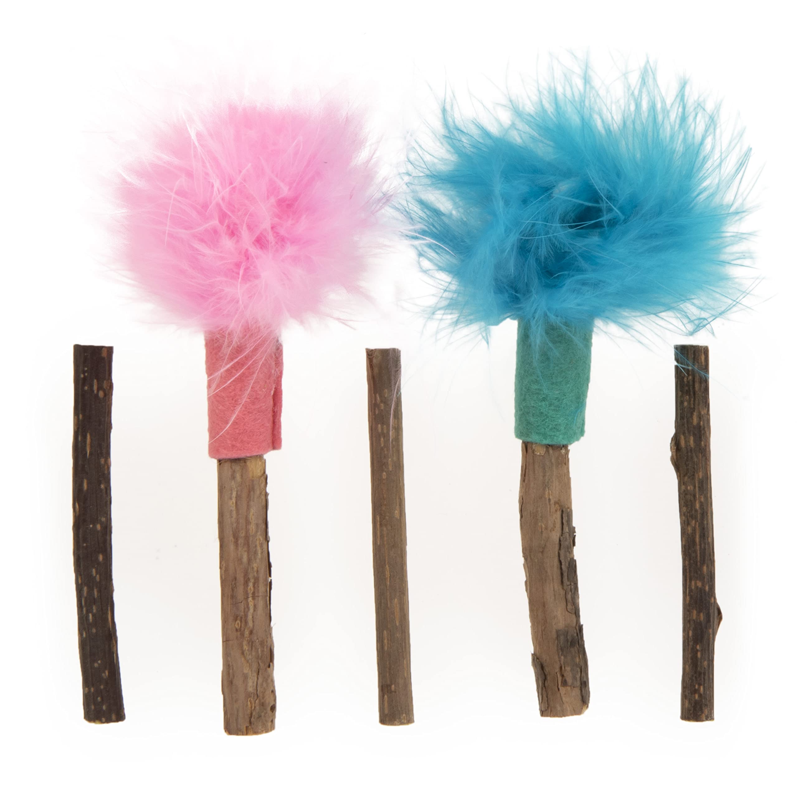 SmartyKat (5 Count) Silly Silver Stix Natural Silvervine Cat Toys - Blue/Pink, One Size