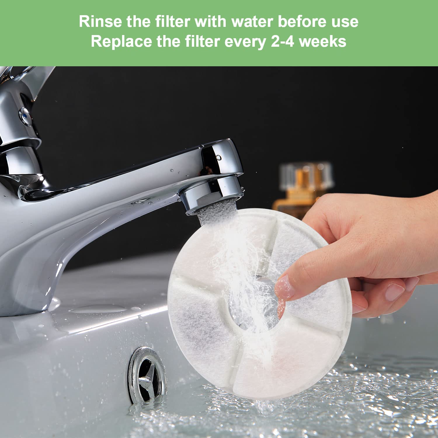 Wonder Creature Cat Fountain Filter Replacement For Round Stainless Steel Top Cat Fountain, 8 Carbon Filters 4 Foam Filters Pack