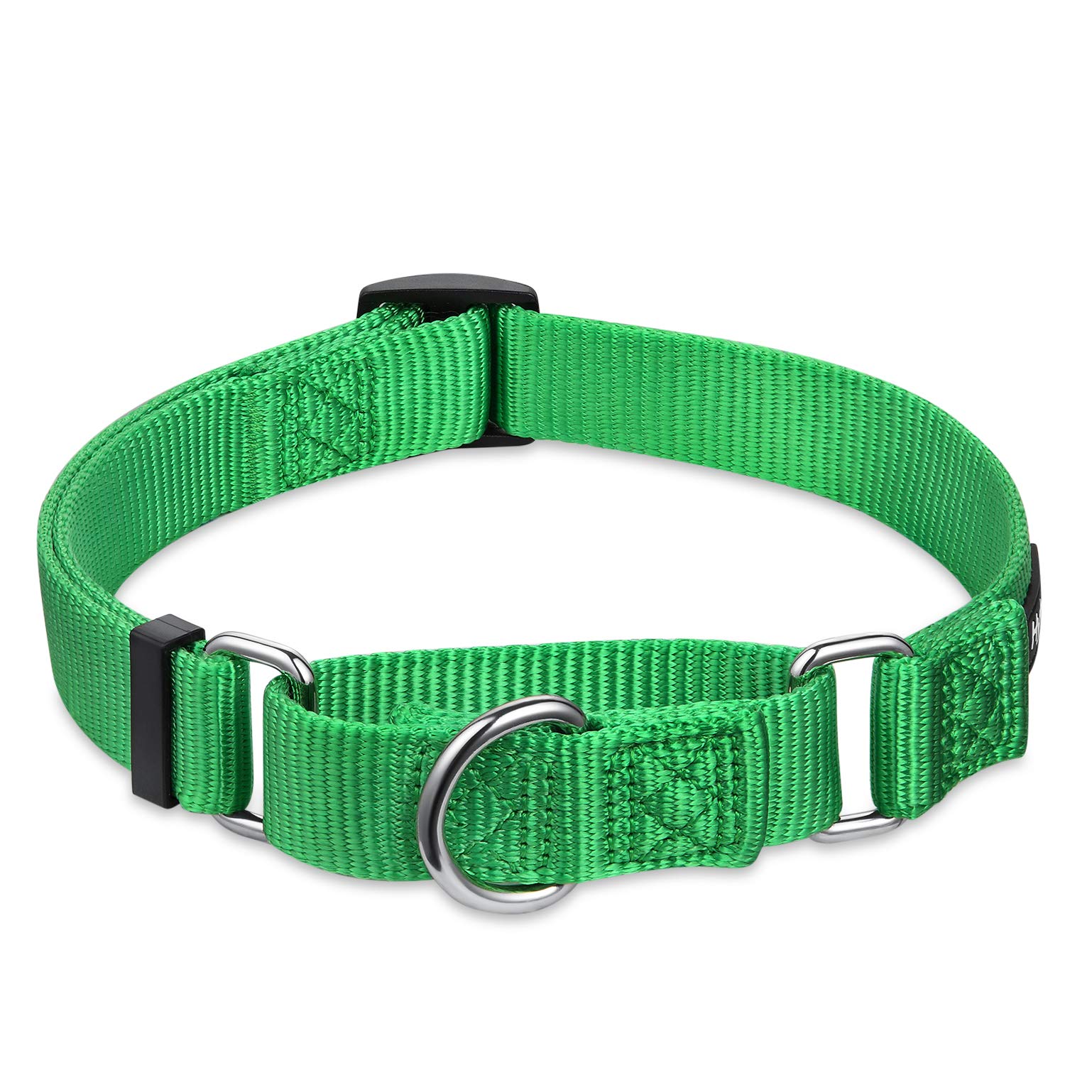 Hyhug Solid Color Nylon Martingale Collar, Heavy Duty Escape-Proof Pup Dog Collar. (Small, Lime Green)