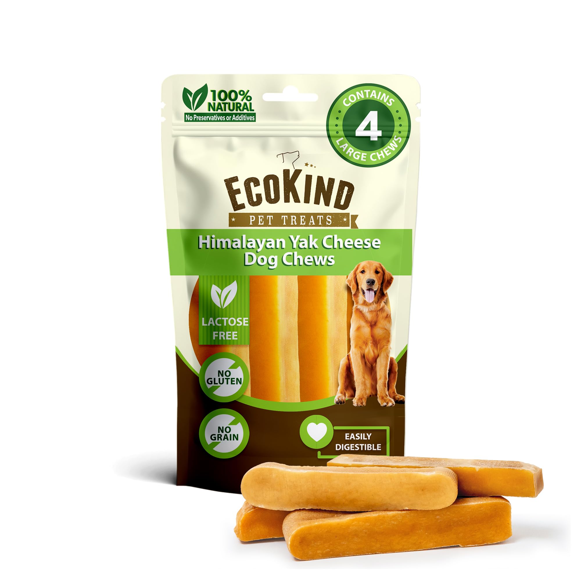 EcoKind Himalayan Yak Cheese Dog Chew | All Natural Premium Dog Treats, Healthy & Safe, Long Lasting, Easily Digestible, for All