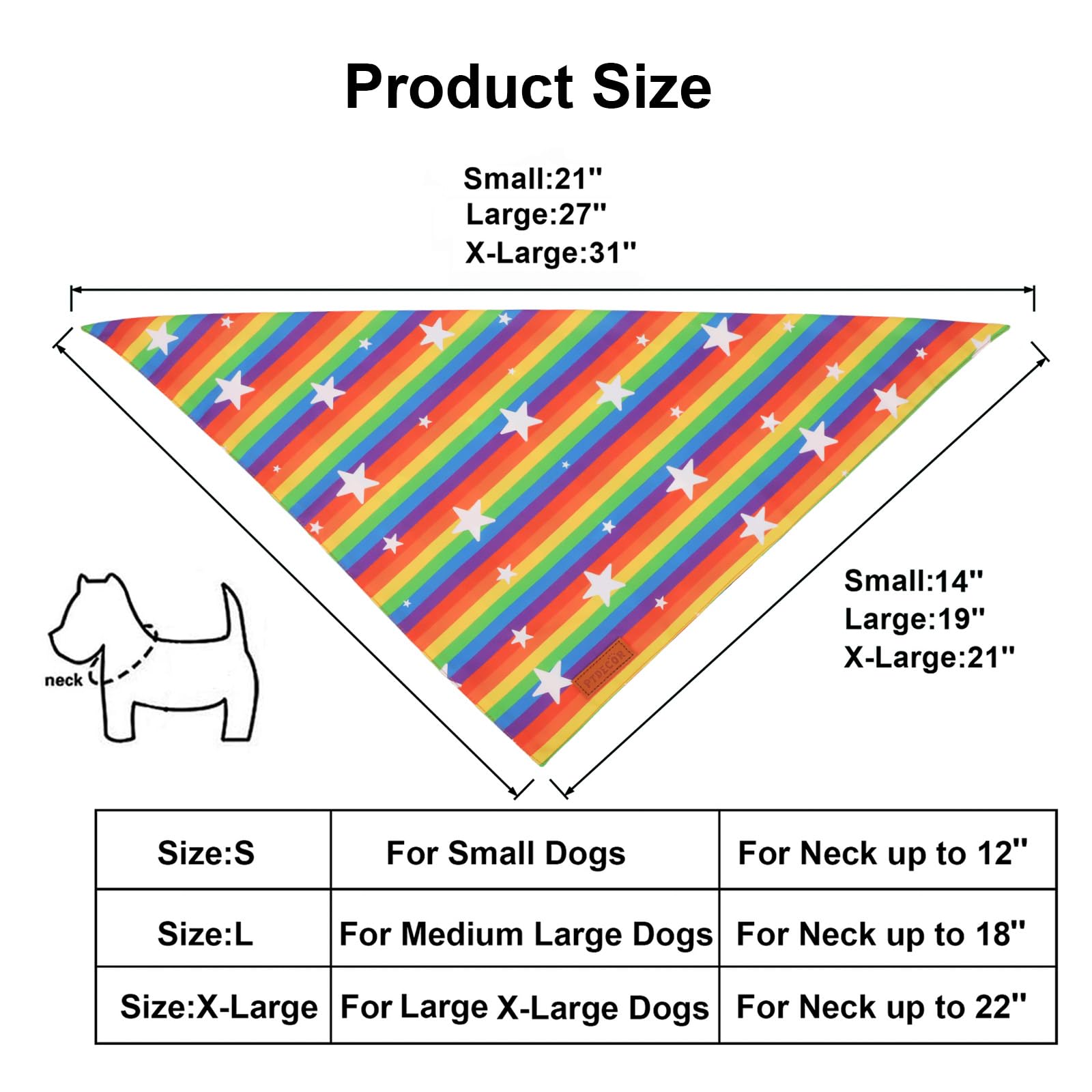 Ptdecor Rainbow Dog Bandanas Pride Day, Multi Size,Love Is Love    Pet Scarf Reversible Triangle Lgbt+ Rainbow Bandanas For Larg