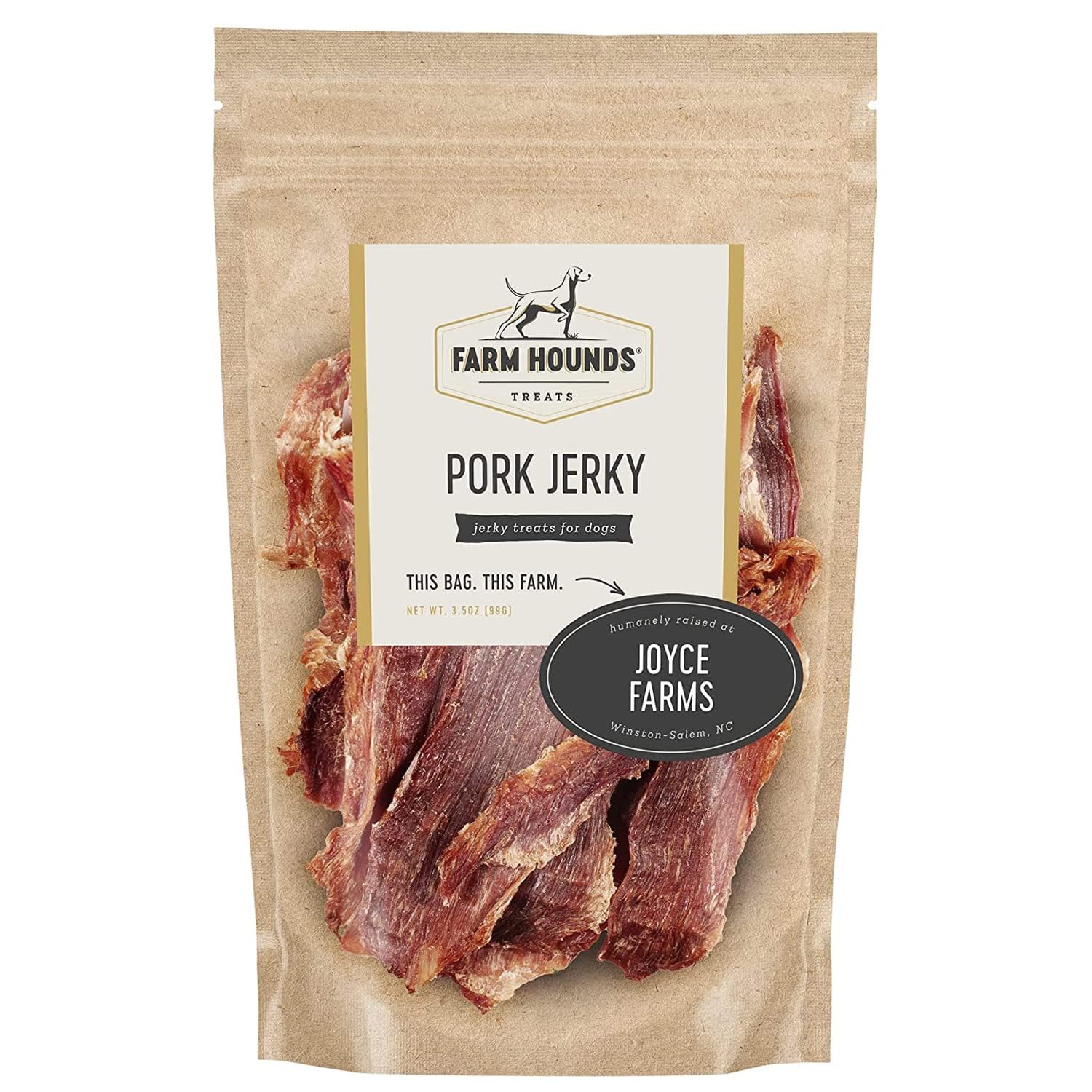 Farm Hounds - Pork Jerky - Premium Natural Jerky for Dogs - 100% Humanely Raised Pork - Break-to-Size - Great for Training & Tre