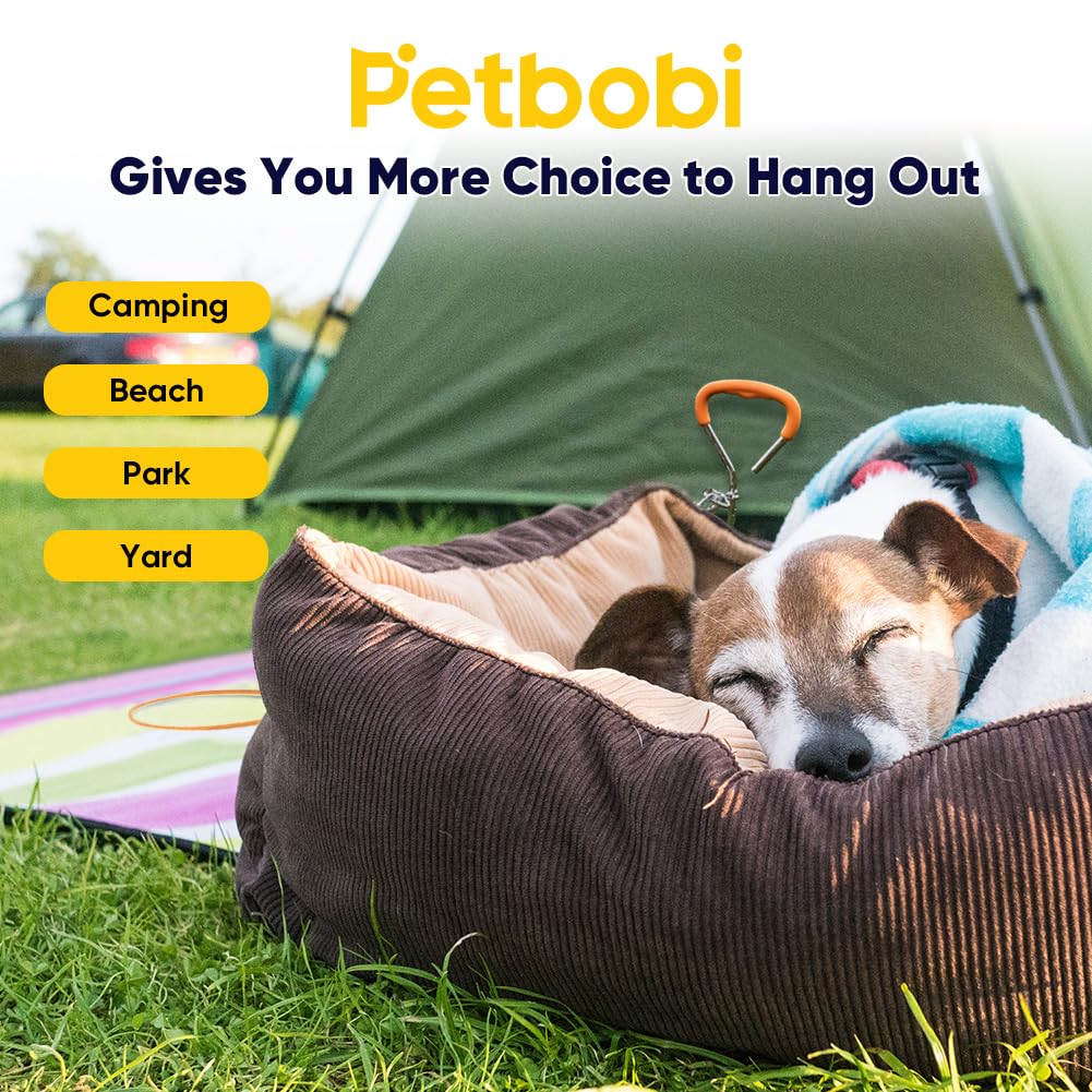 Petbobi Dog Tie-Out Cable And Stake - 15Ft Heavy Duty Cable, No Tangle, 16In Ground Stake, Ideal For Yard, Camping And Beach, Su
